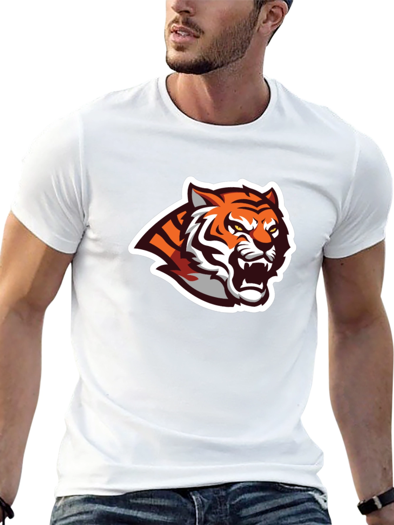 Black T-Shirt with Tiger Graphic