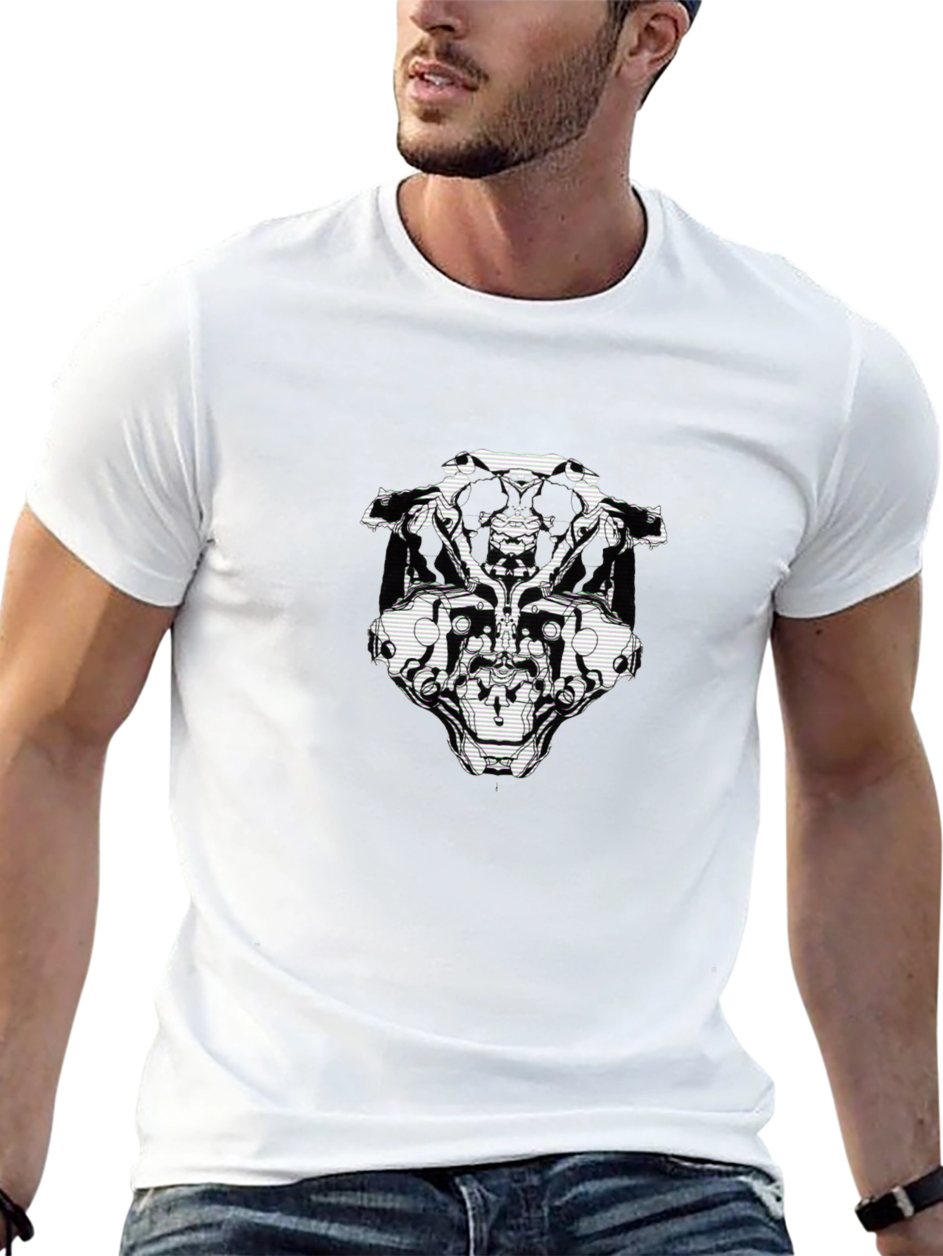 Abstract Graphic Print Black Casual Tee