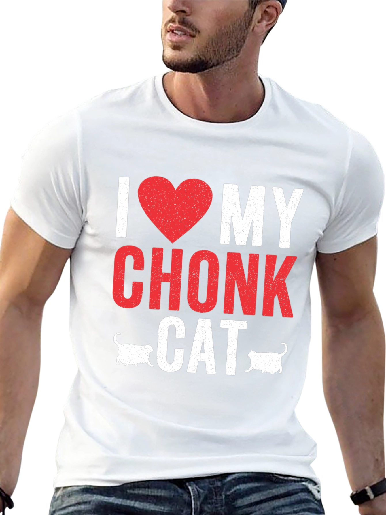 I Heart My Chonk Cat Graphic T-Shirt