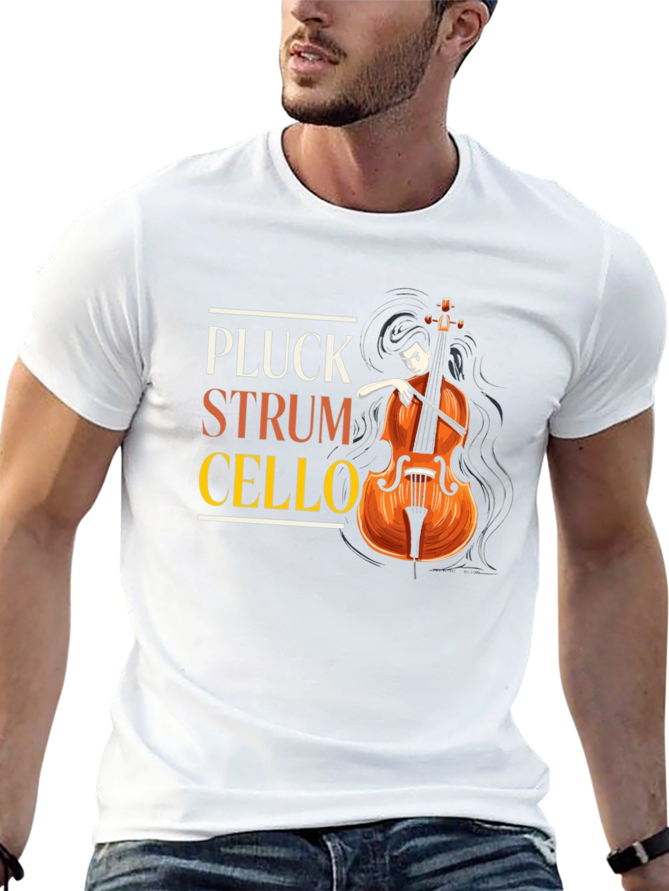 Pluck Strum Cello Black Graphic Tee