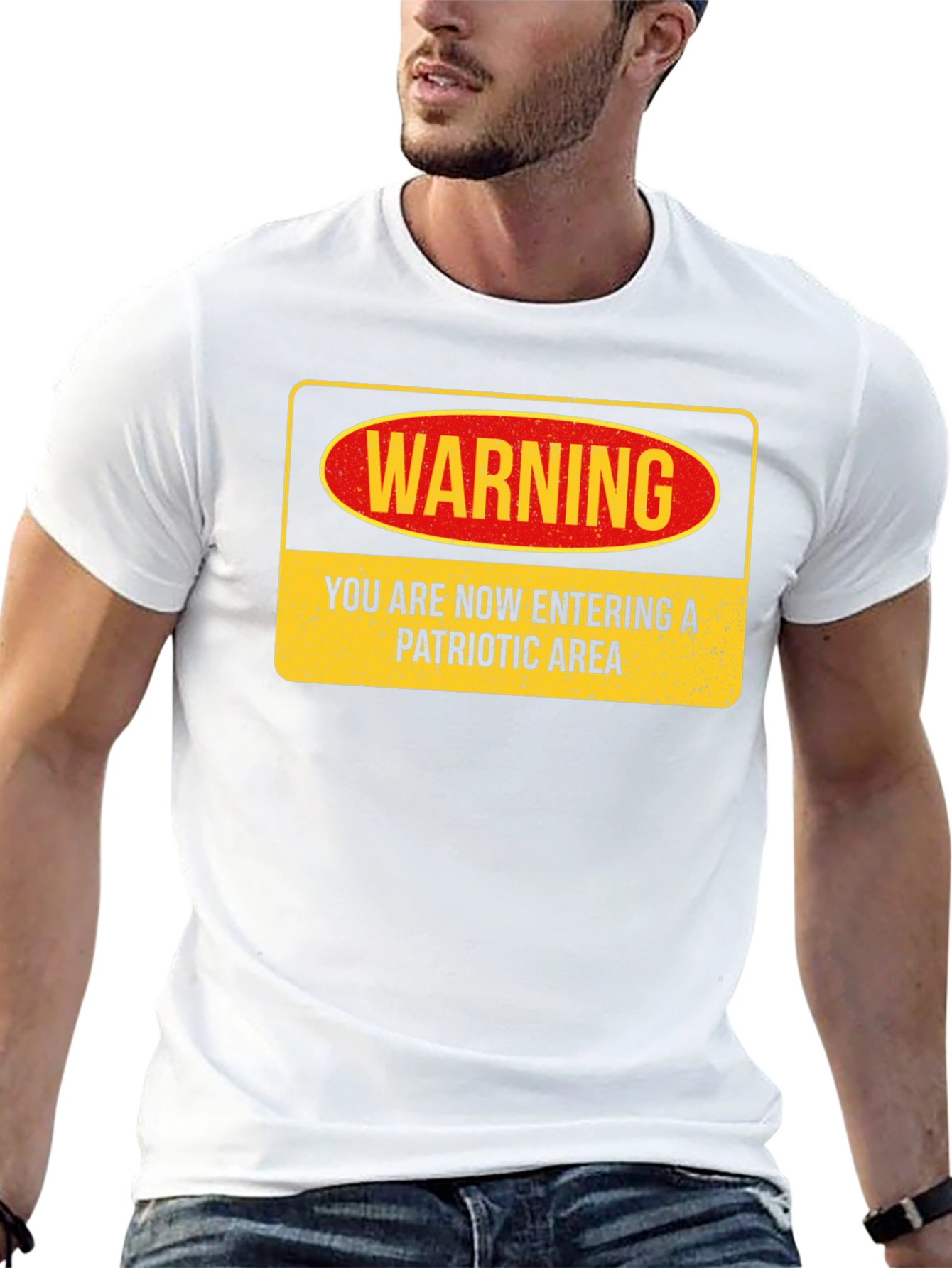 Patriotic Area Warning Graphic Tee