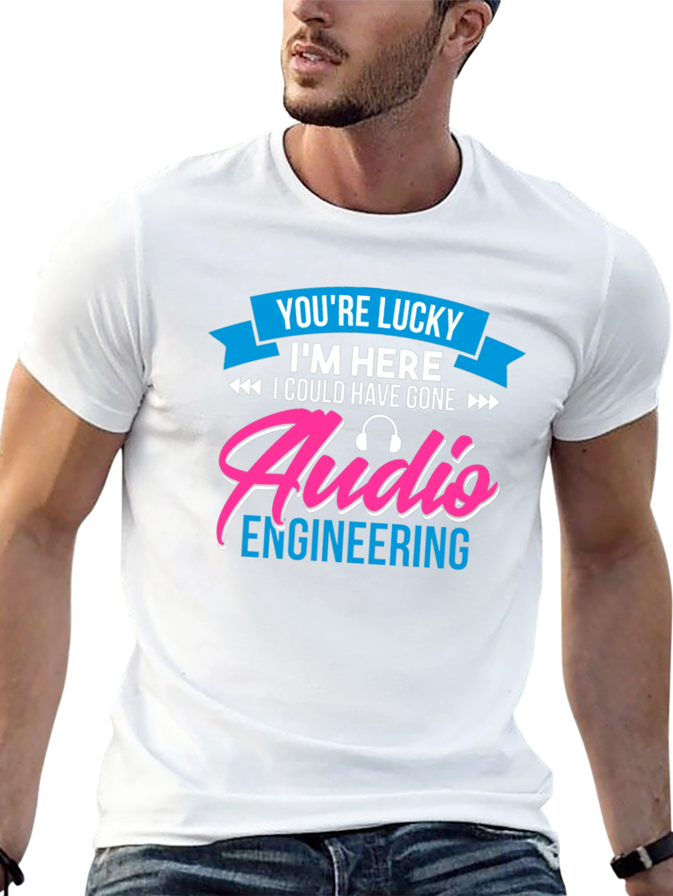 Audio Engineering T-Shirt - Lucky To Be Here!