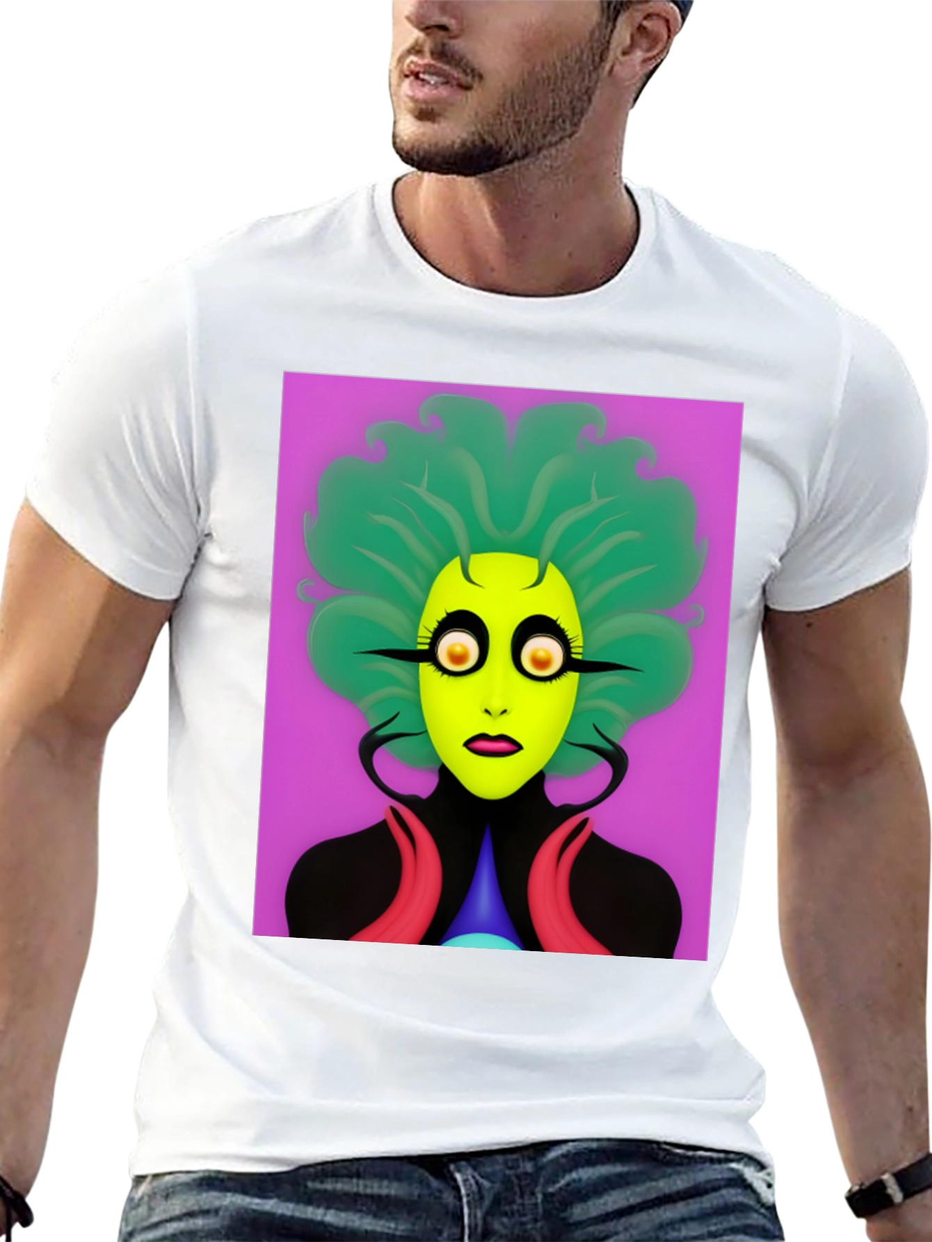 Unique Alien Graphic Print Black T-Shirt