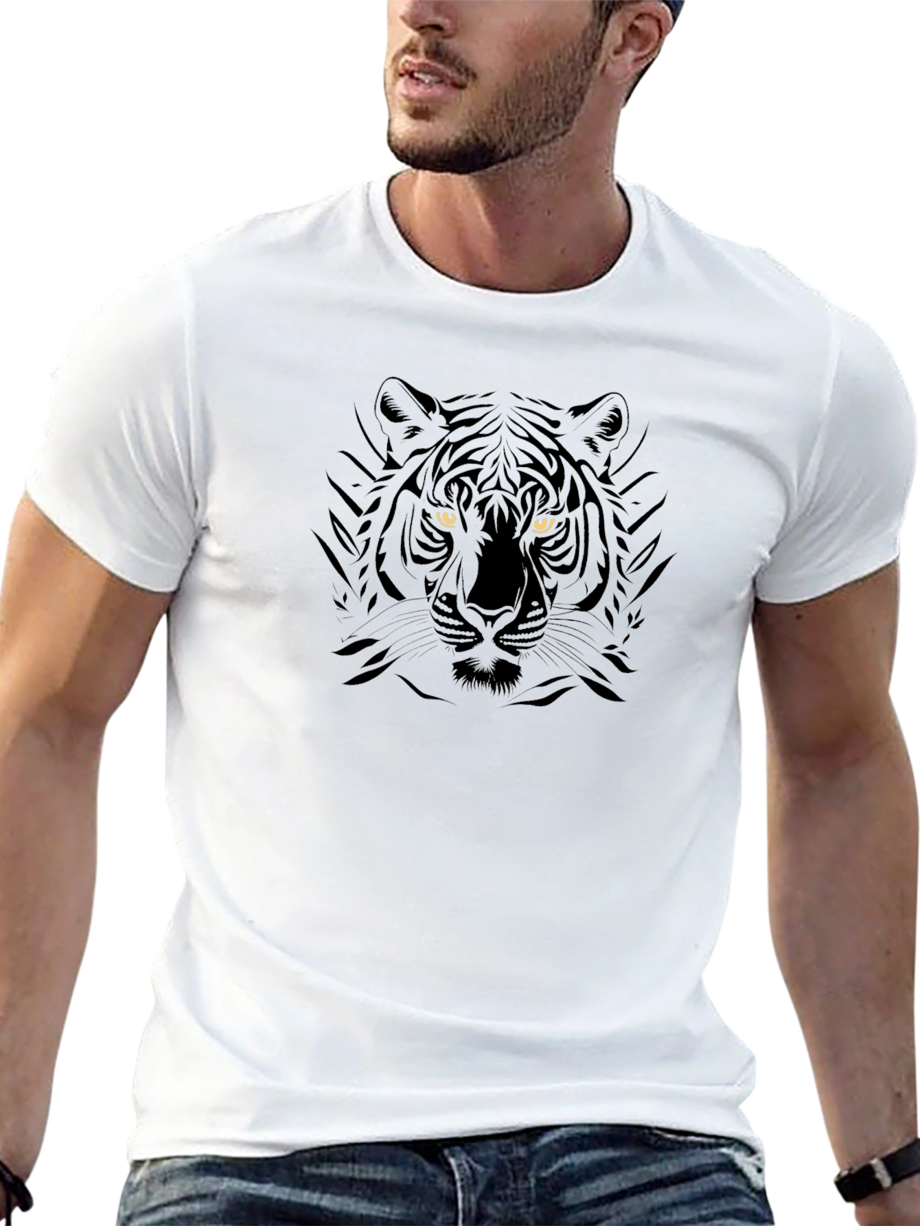 Black Tiger Graphic Tee - Stylish Animal Print Shirt