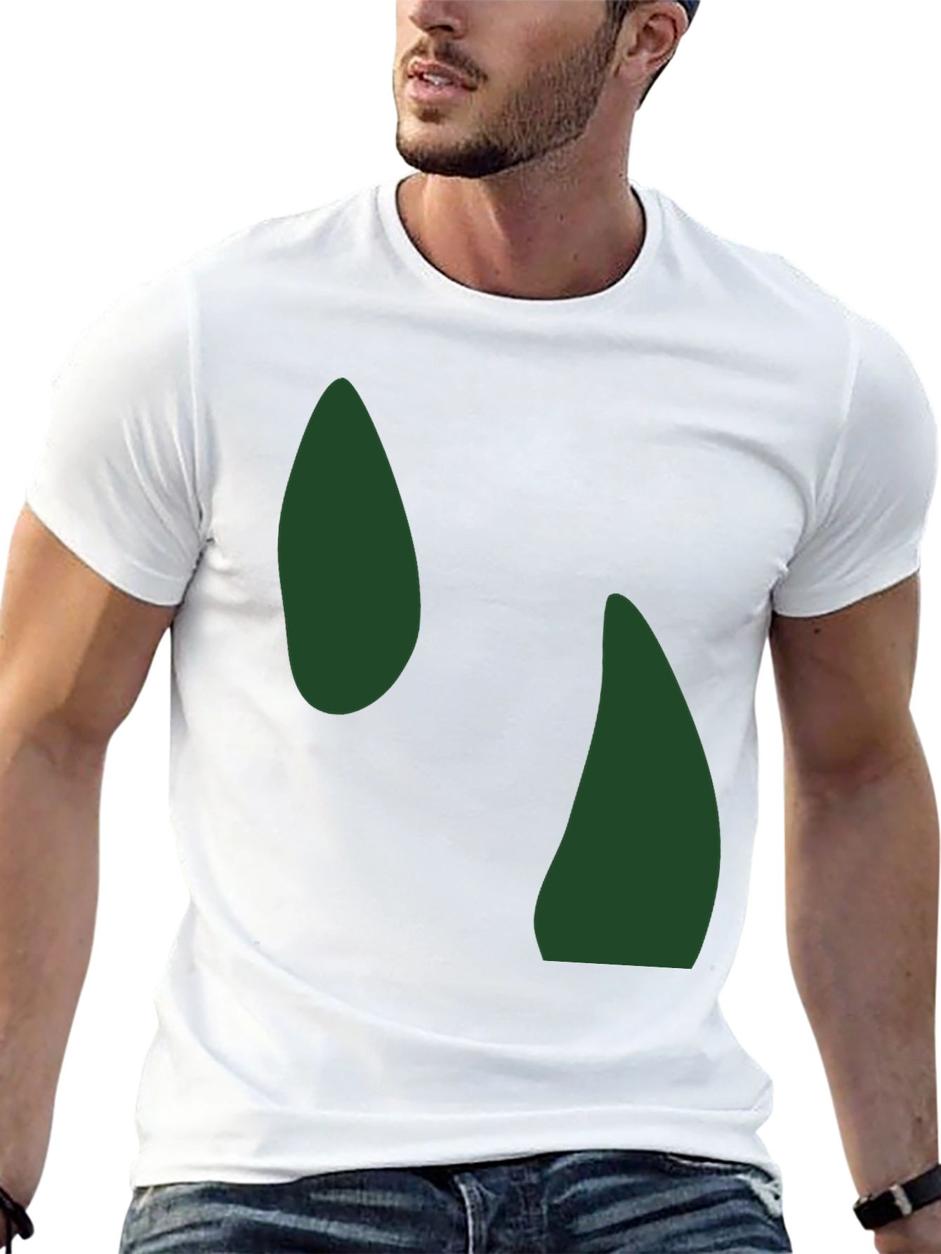 Abstract Green Shapes Black T-Shirt