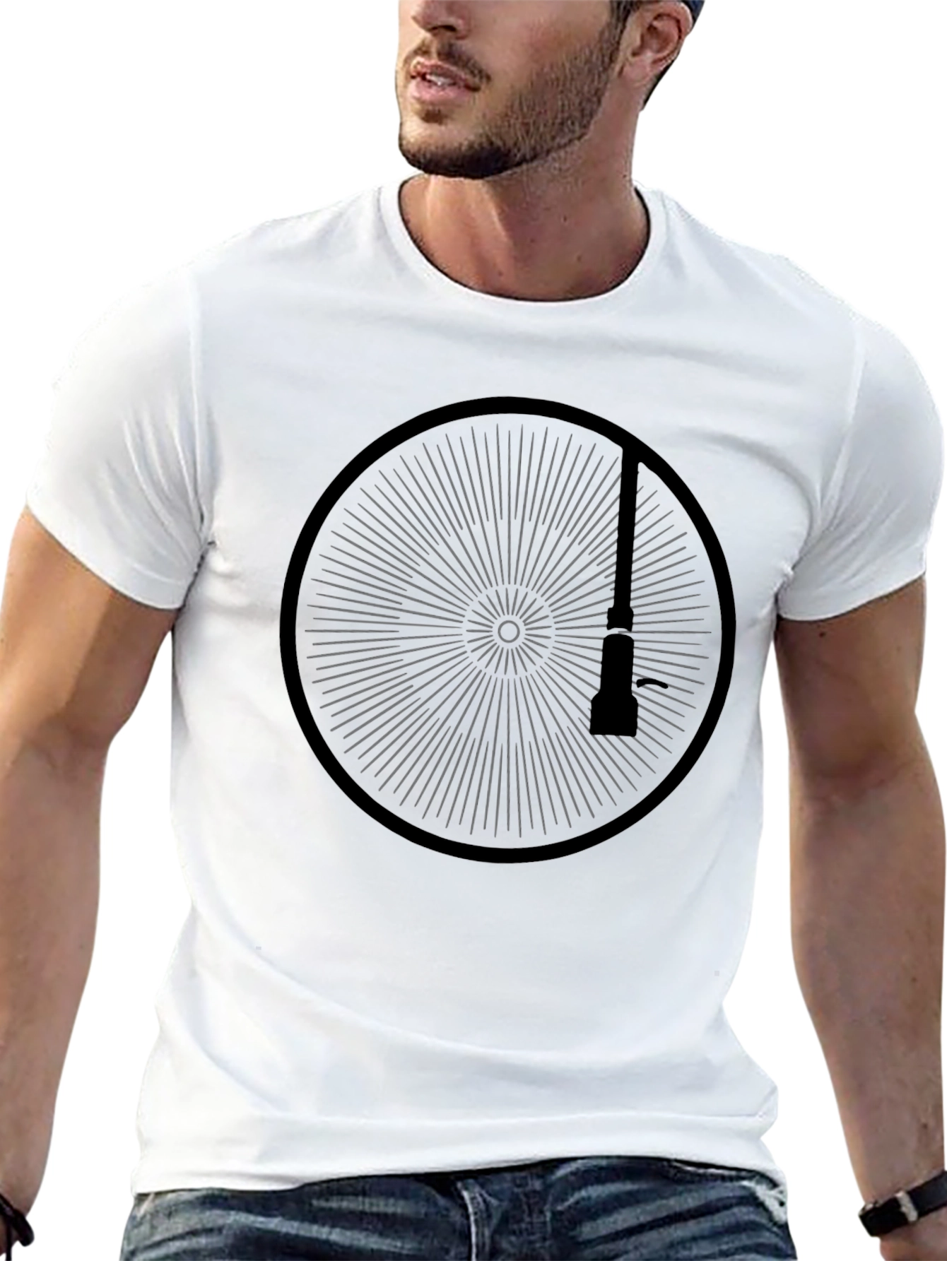 Geometric Wheel Graphic Black Tee