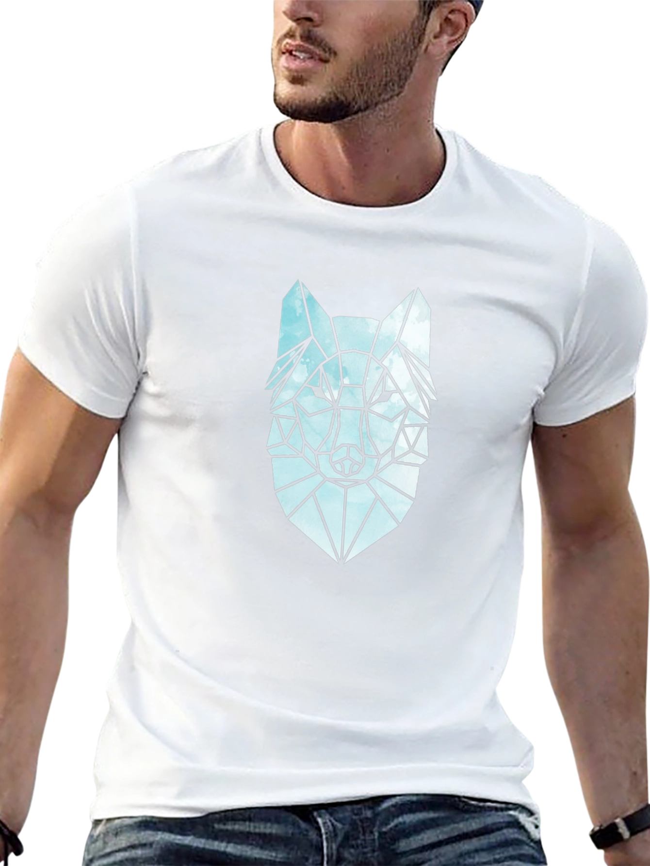Geometric Wolf Graphic Tee - Modern Style