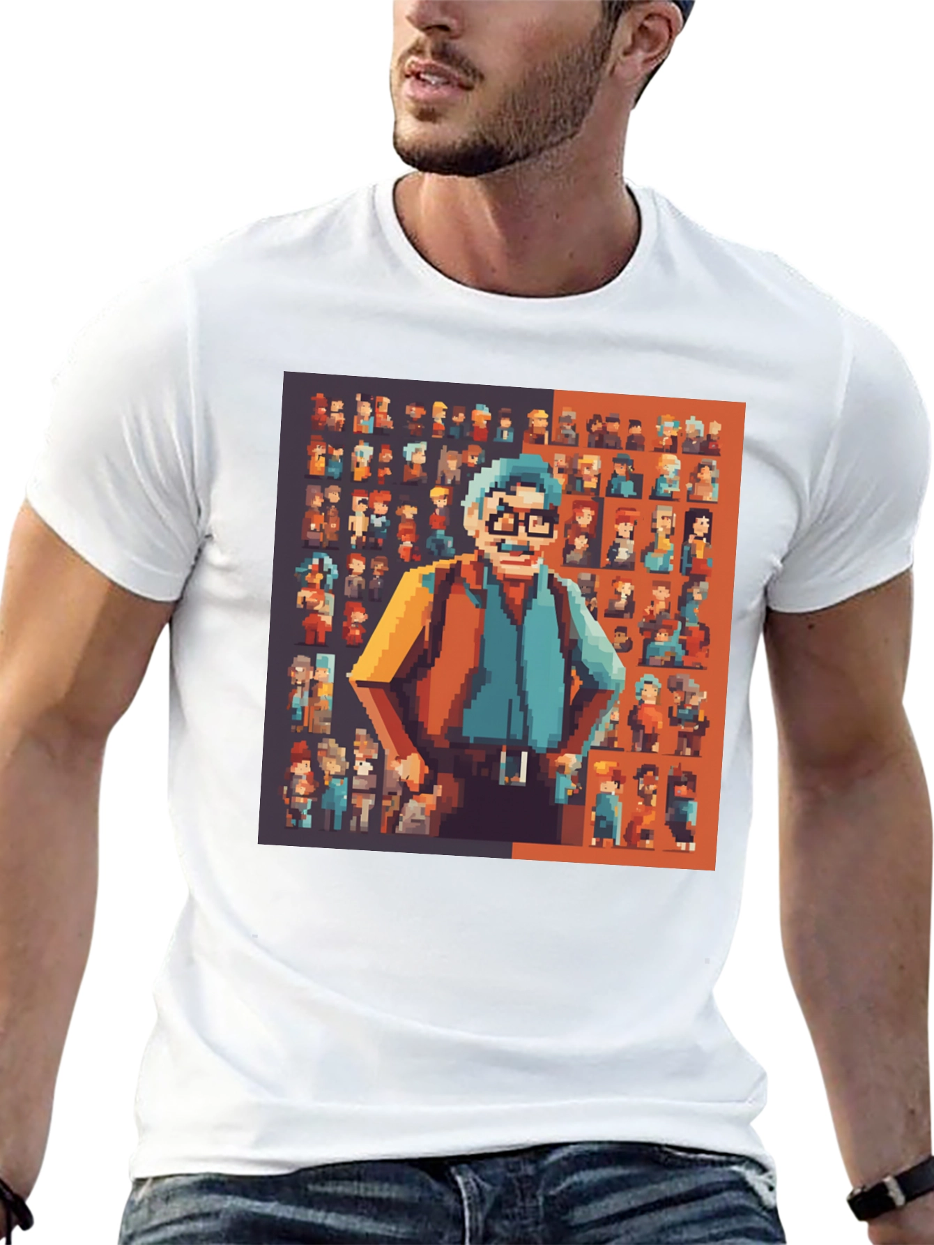 Pixel Art Graphic Print T-Shirt