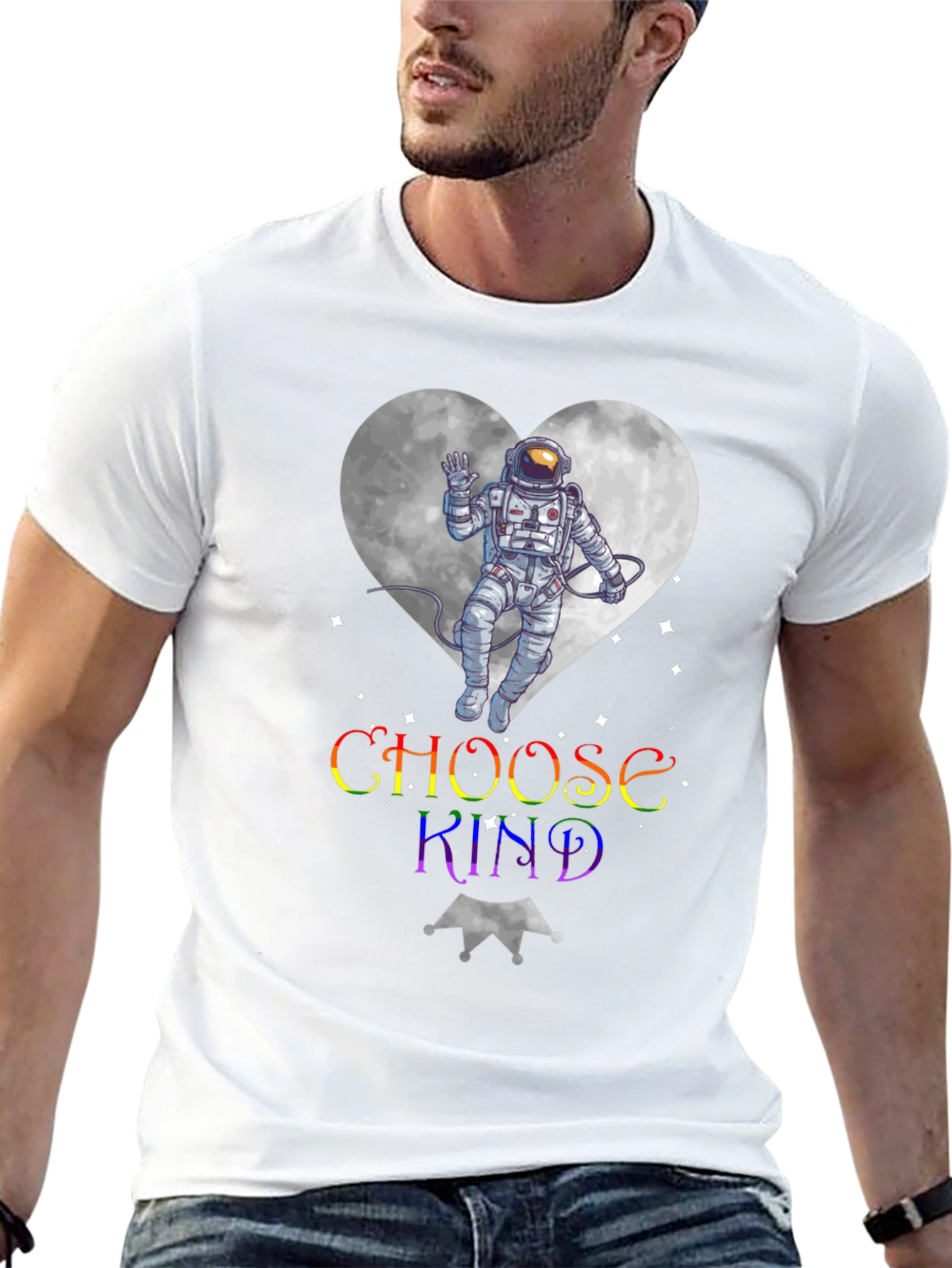 Choose Kind Astronaut Heart Graphic T-Shirt