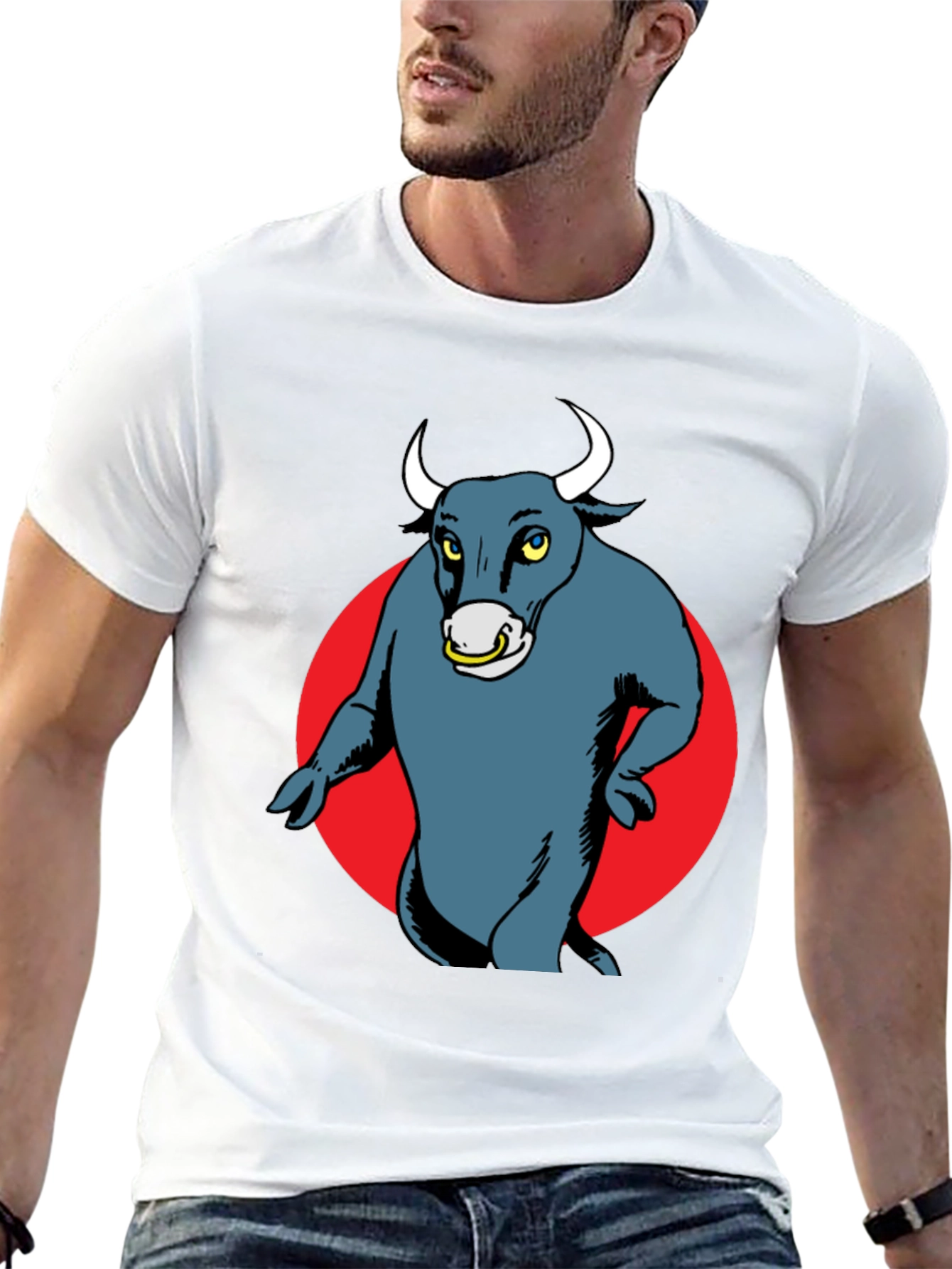 Bull Graphic Tee - Mens Black Cotton T-Shirt