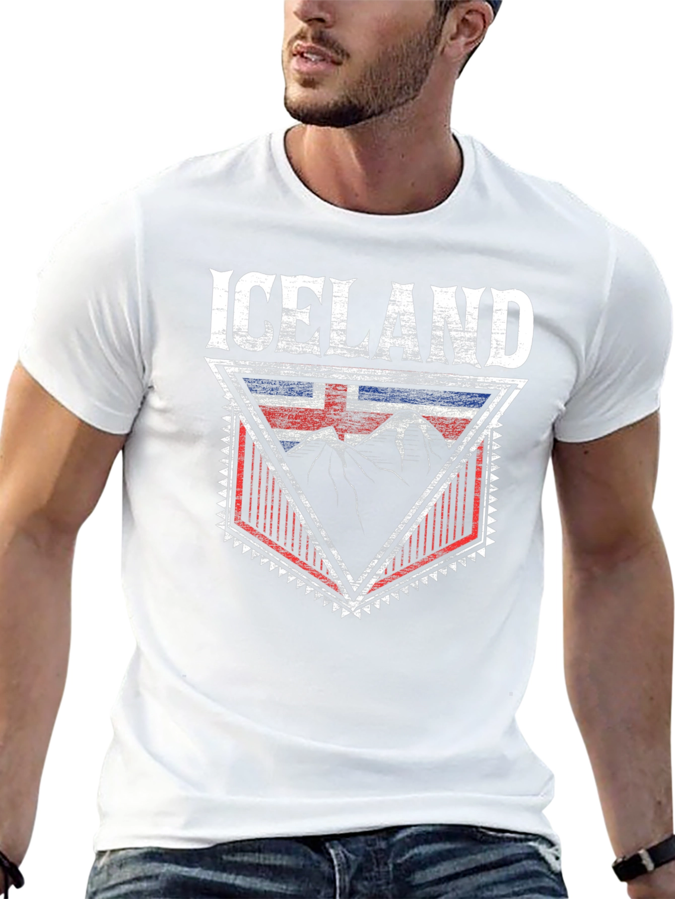 Iceland Flag Mountain Graphic Tee - Black