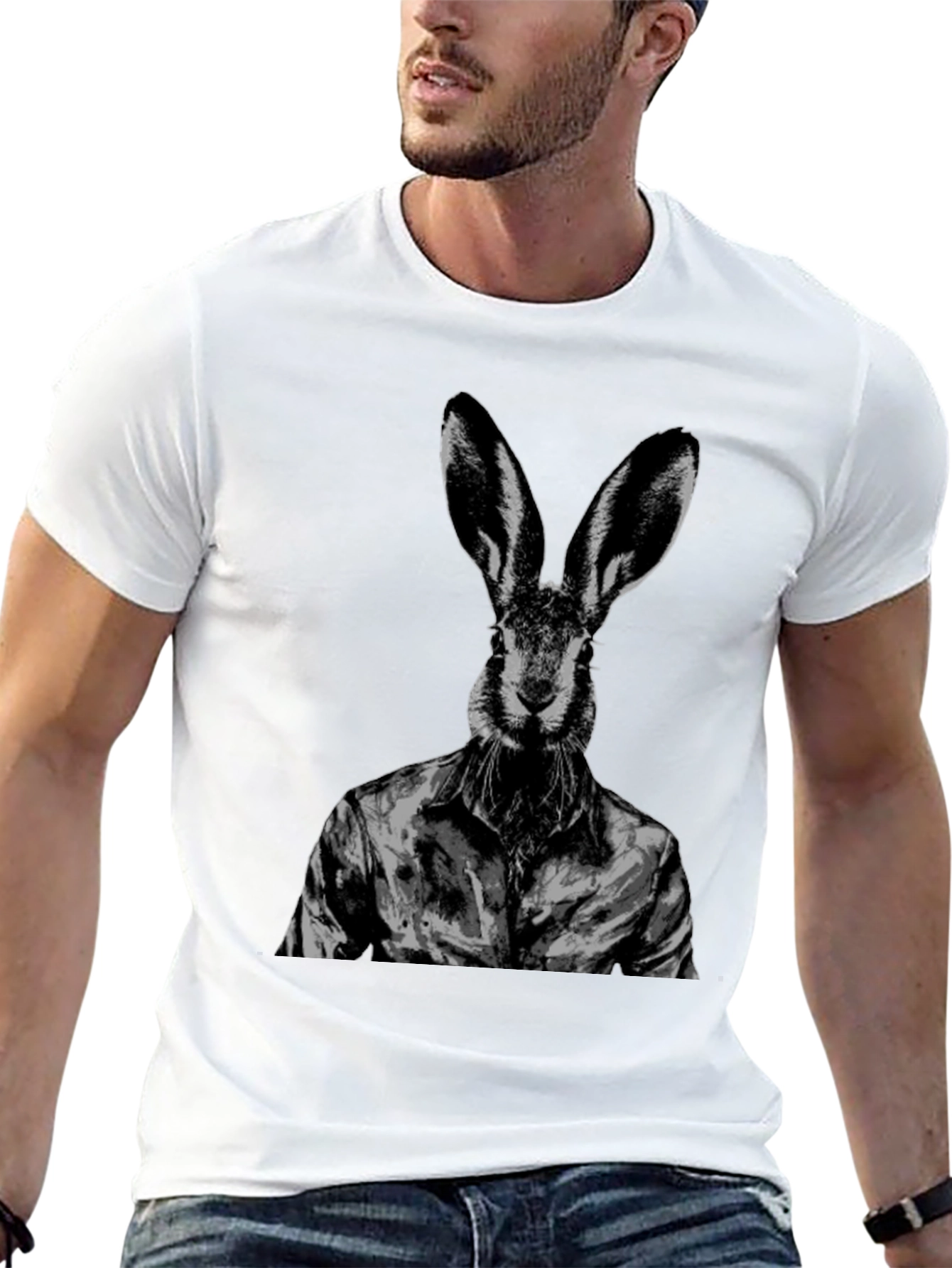 Hare in Shirt Black T-Shirt