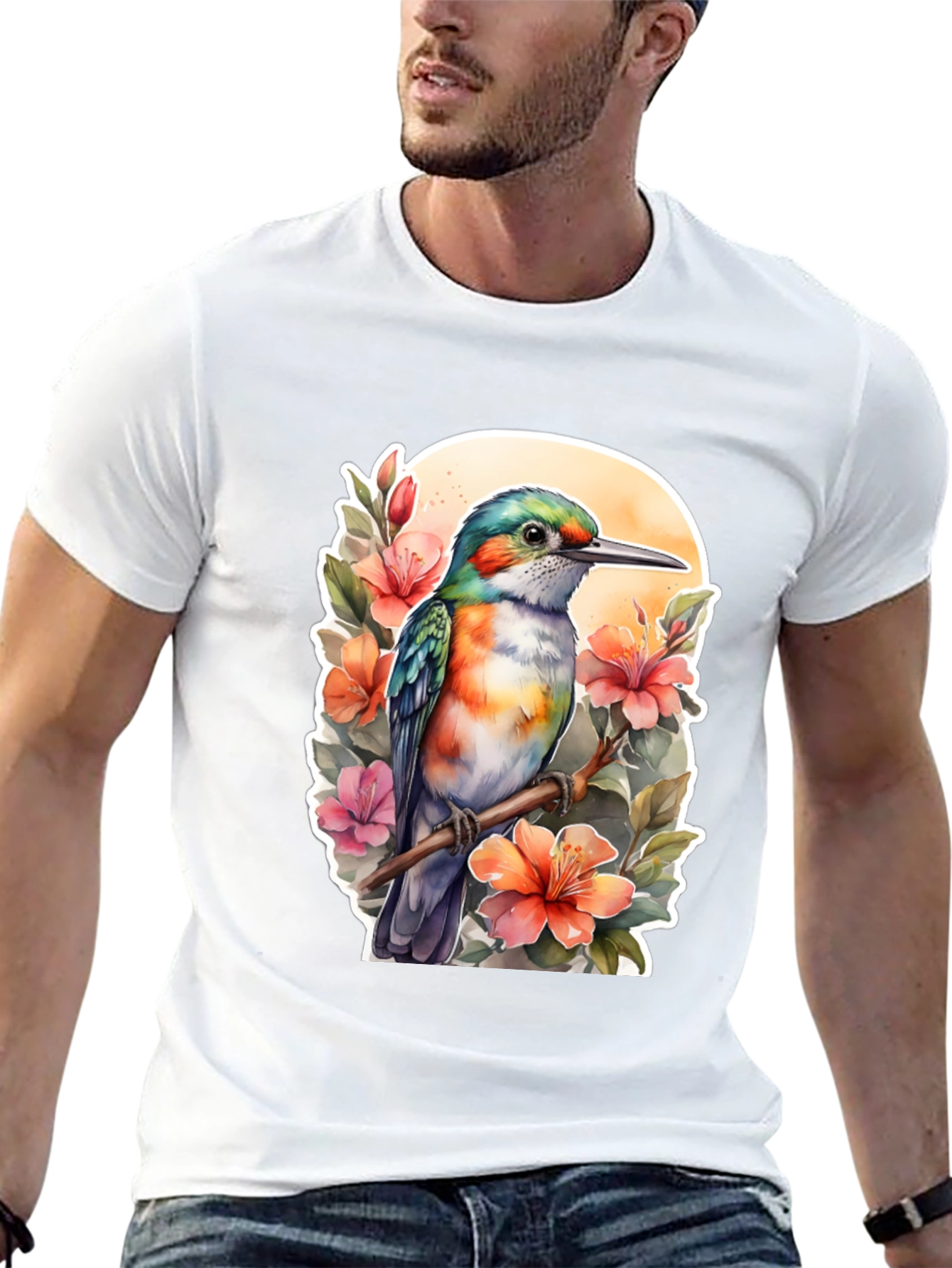 Hummingbird Floral Graphic Tee - Nature Lovers Shirt