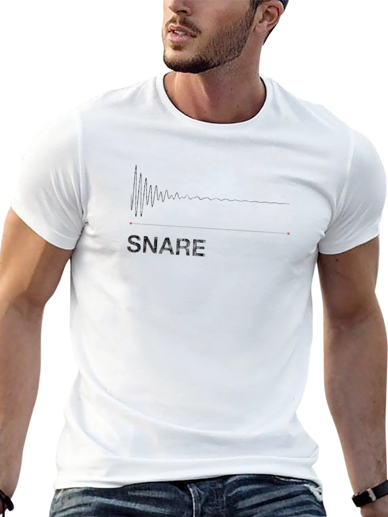 Snare Drum Sound Wave Graphic Tee - Black