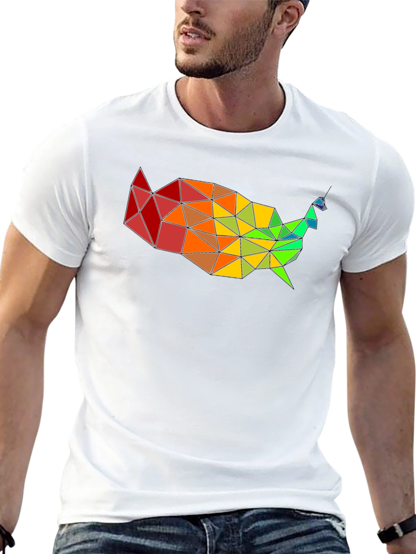 Geometric USA Map T-Shirt - Modern Design