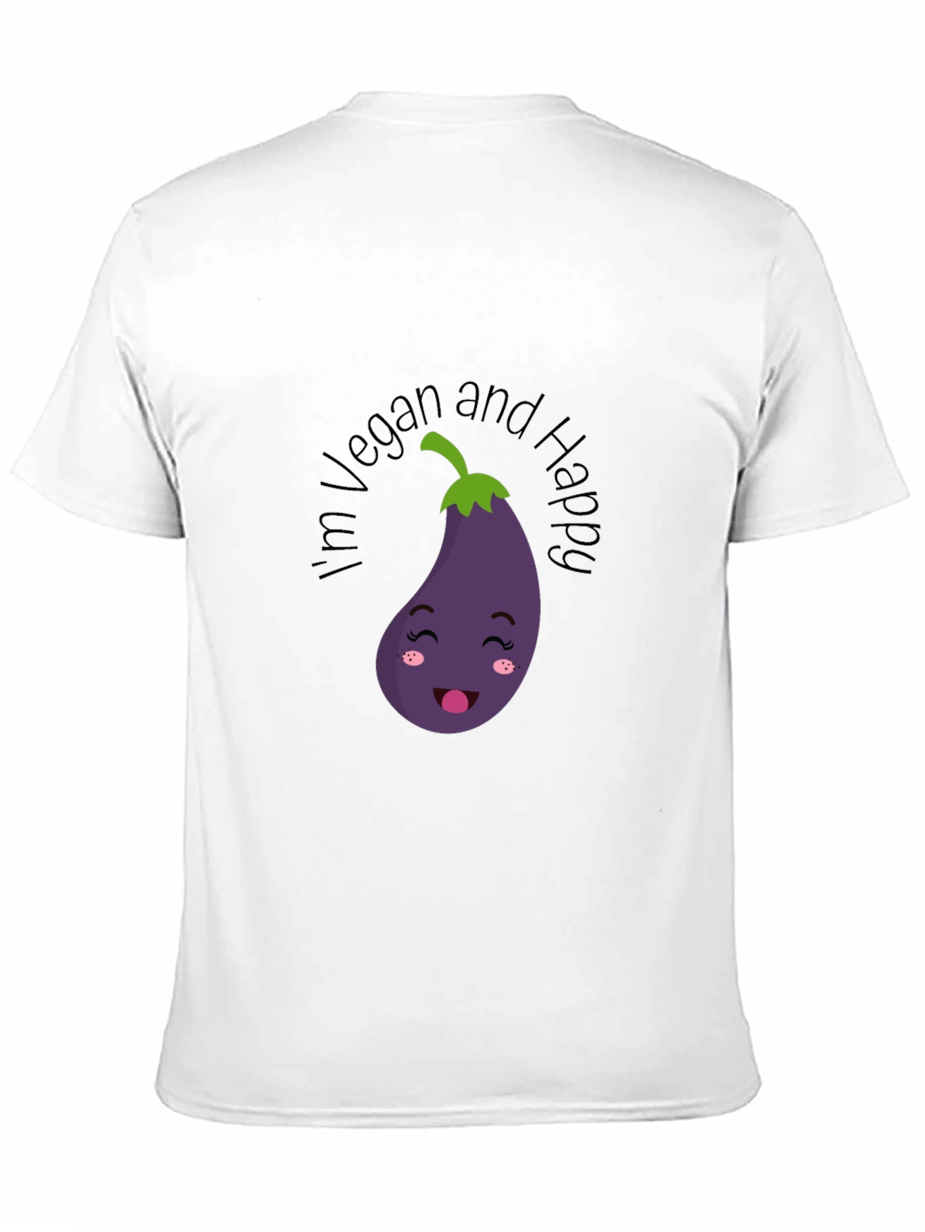 Vegan and Happy Eggplant Graphic T-Shirt