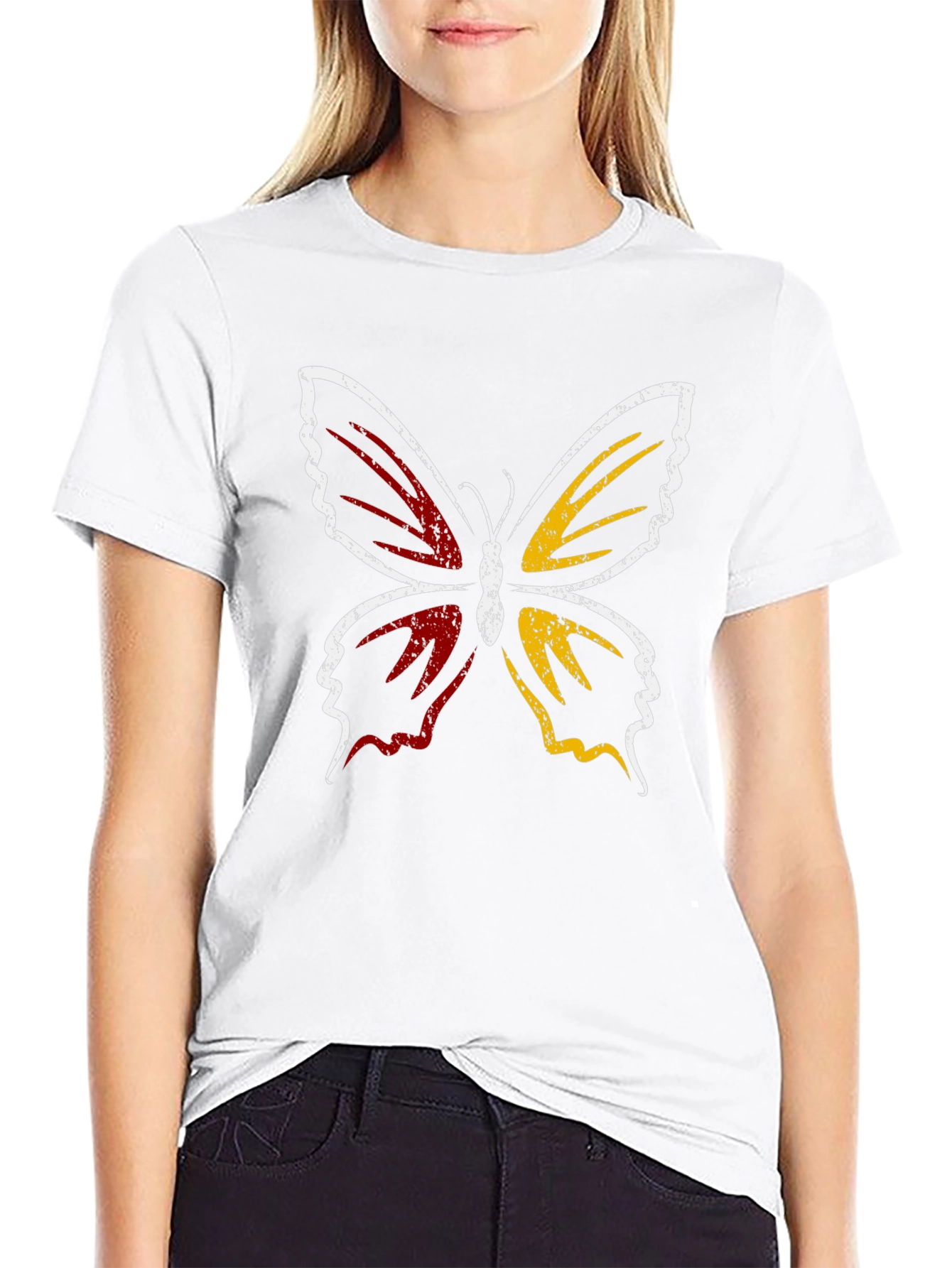 Distressed Butterfly Graphic Tee - Stylish Casual Wear