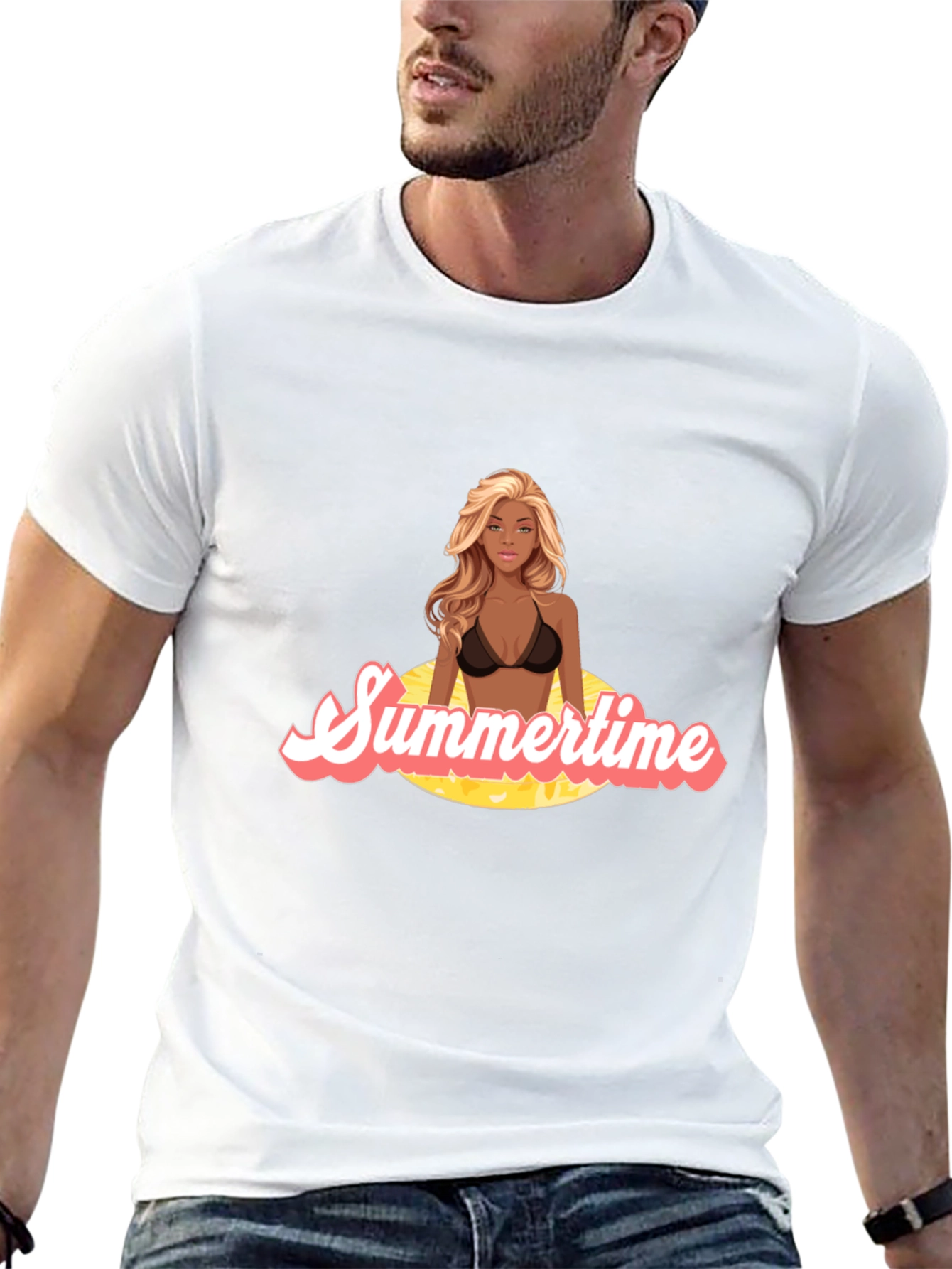 Summertime Vibes Graphic Tee - Black Cotton