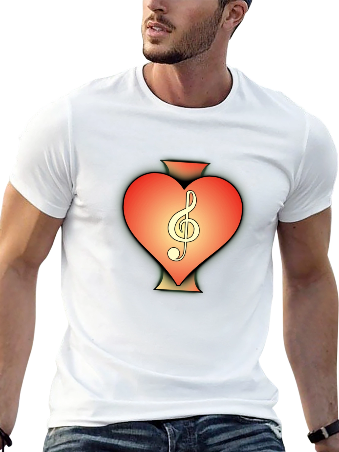 Heart Treble Clef Black T-Shirt