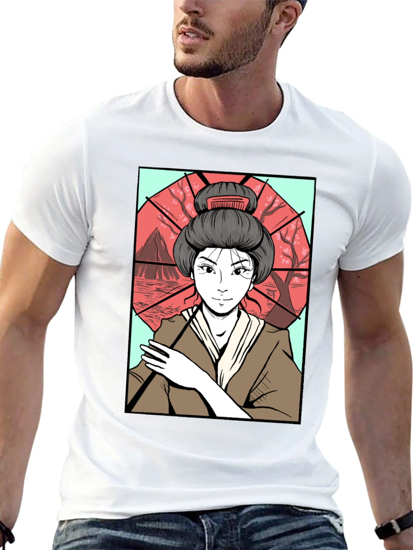Geisha Art T-Shirt - Graphic Tee for Men