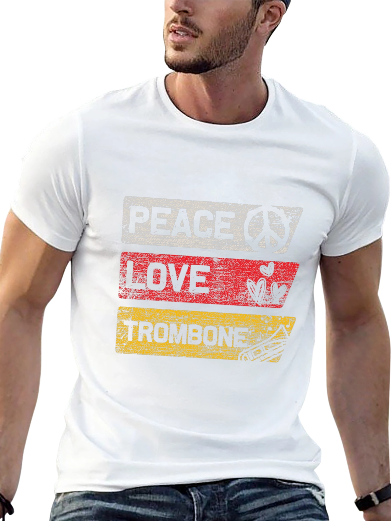 Peace Love Trombone Graphic T-Shirt