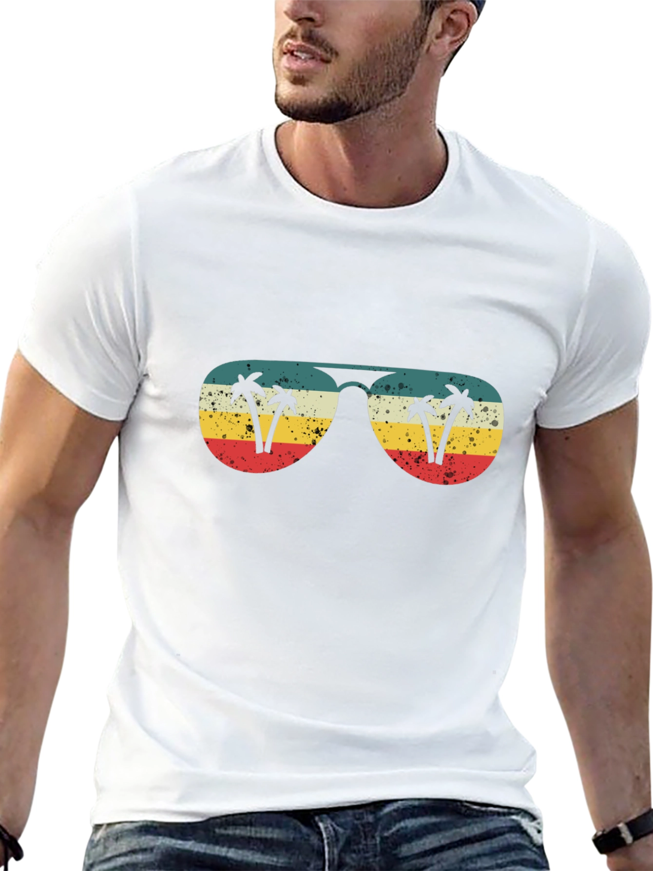 Retro Sunglasses Palm Tree Graphic T-Shirt