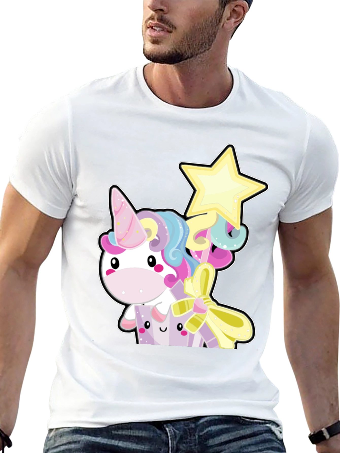 Cute Unicorn Graphic Tee - Black