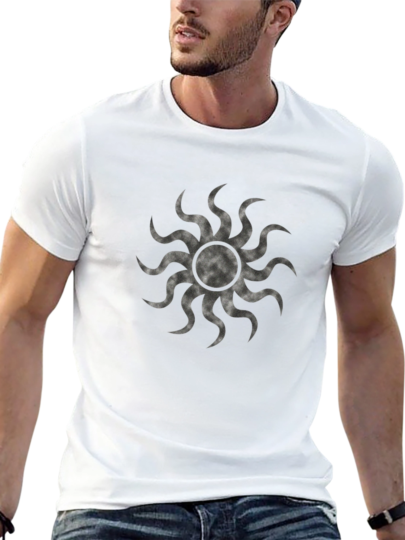 Black Graphic Tee - Sunburst Design