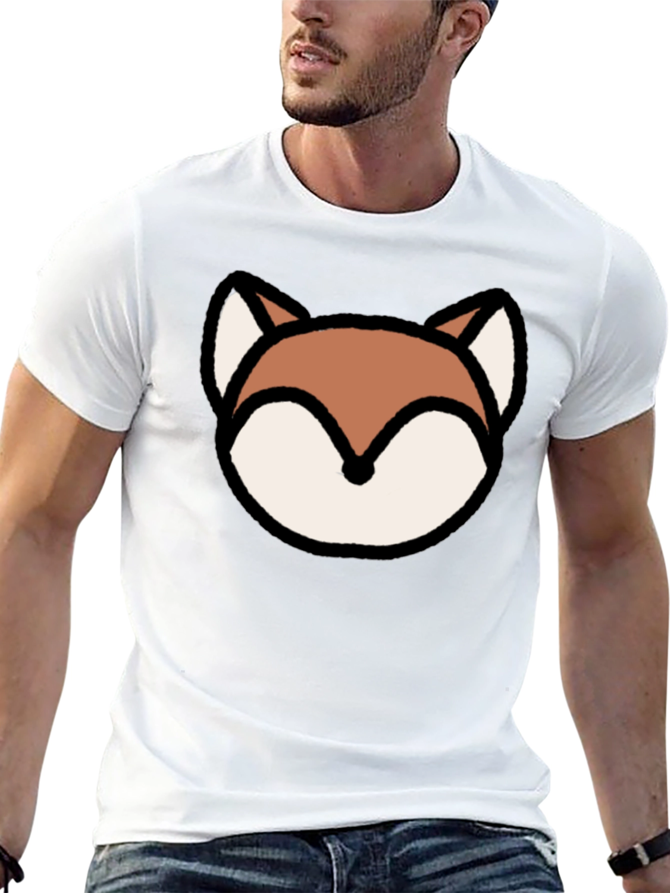 Fox Graphic Print Black Cotton Tee