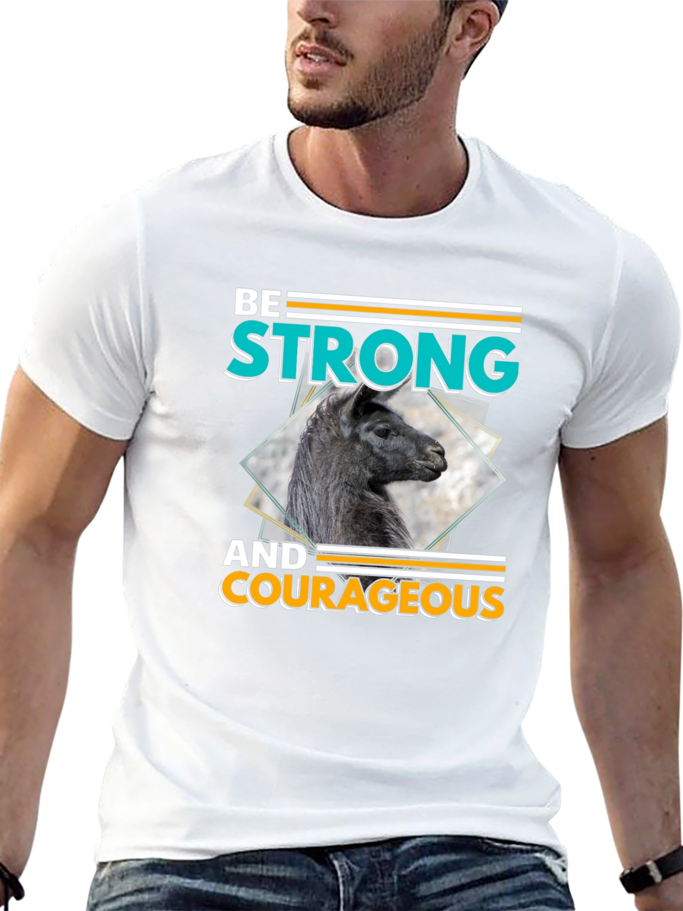 Be Strong & Courageous Llama Graphic T-Shirt