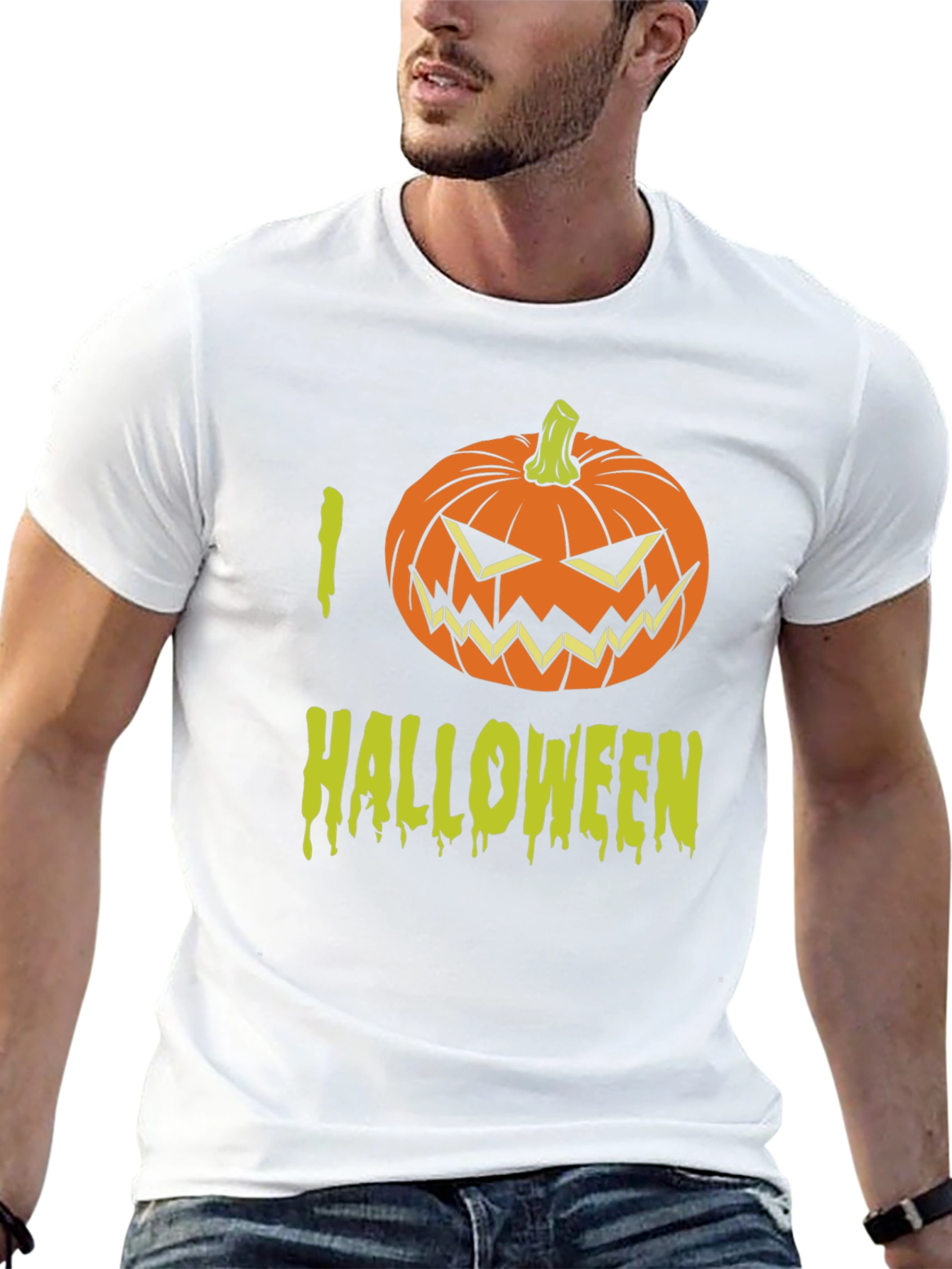 I Love Halloween T-Shirt with Pumpkin Graphic