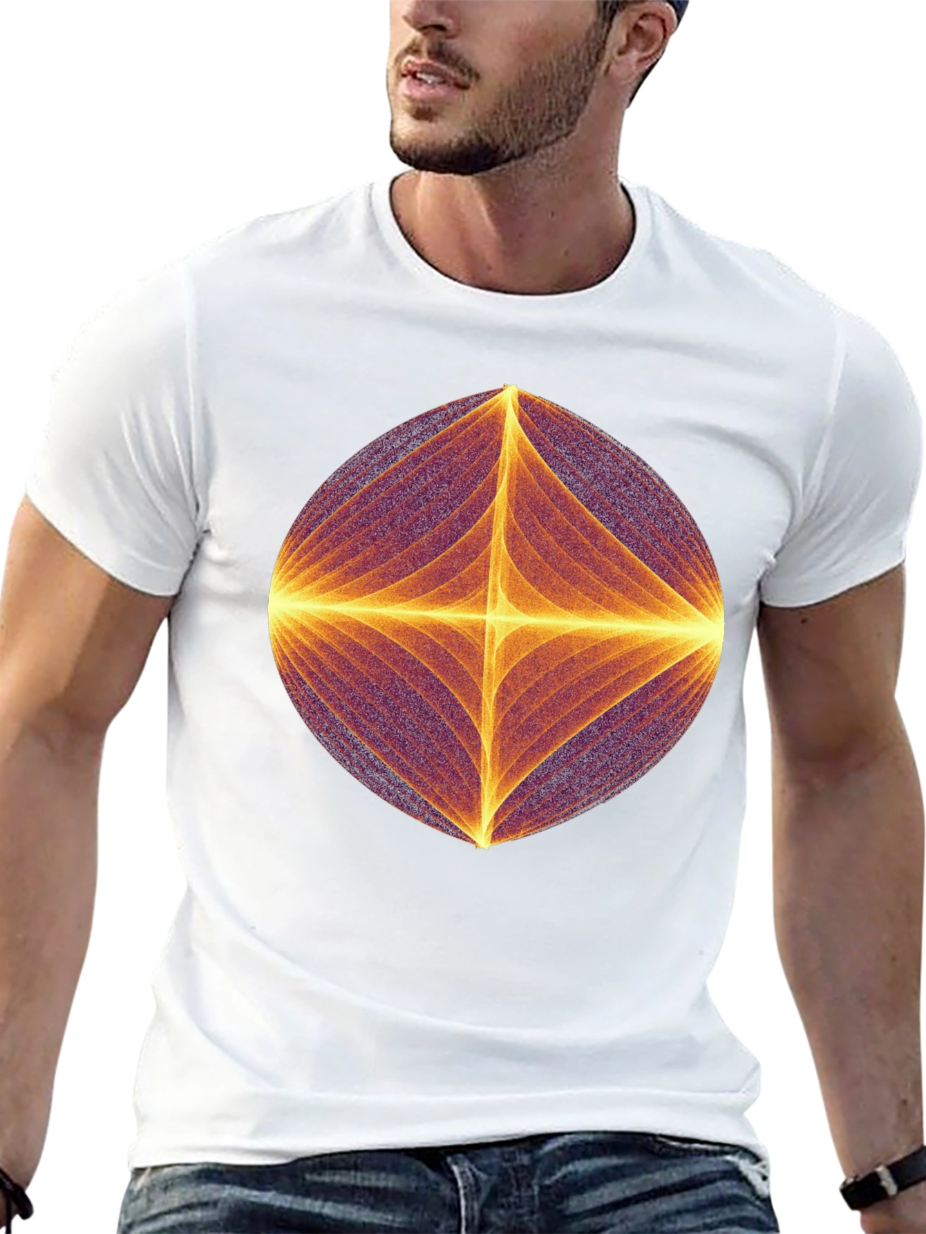 Abstract Geometric Graphic Print Black T-Shirt