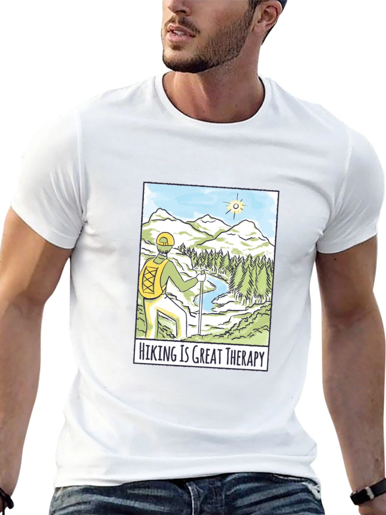 Hiking is Great Therapy Black T-Shirt