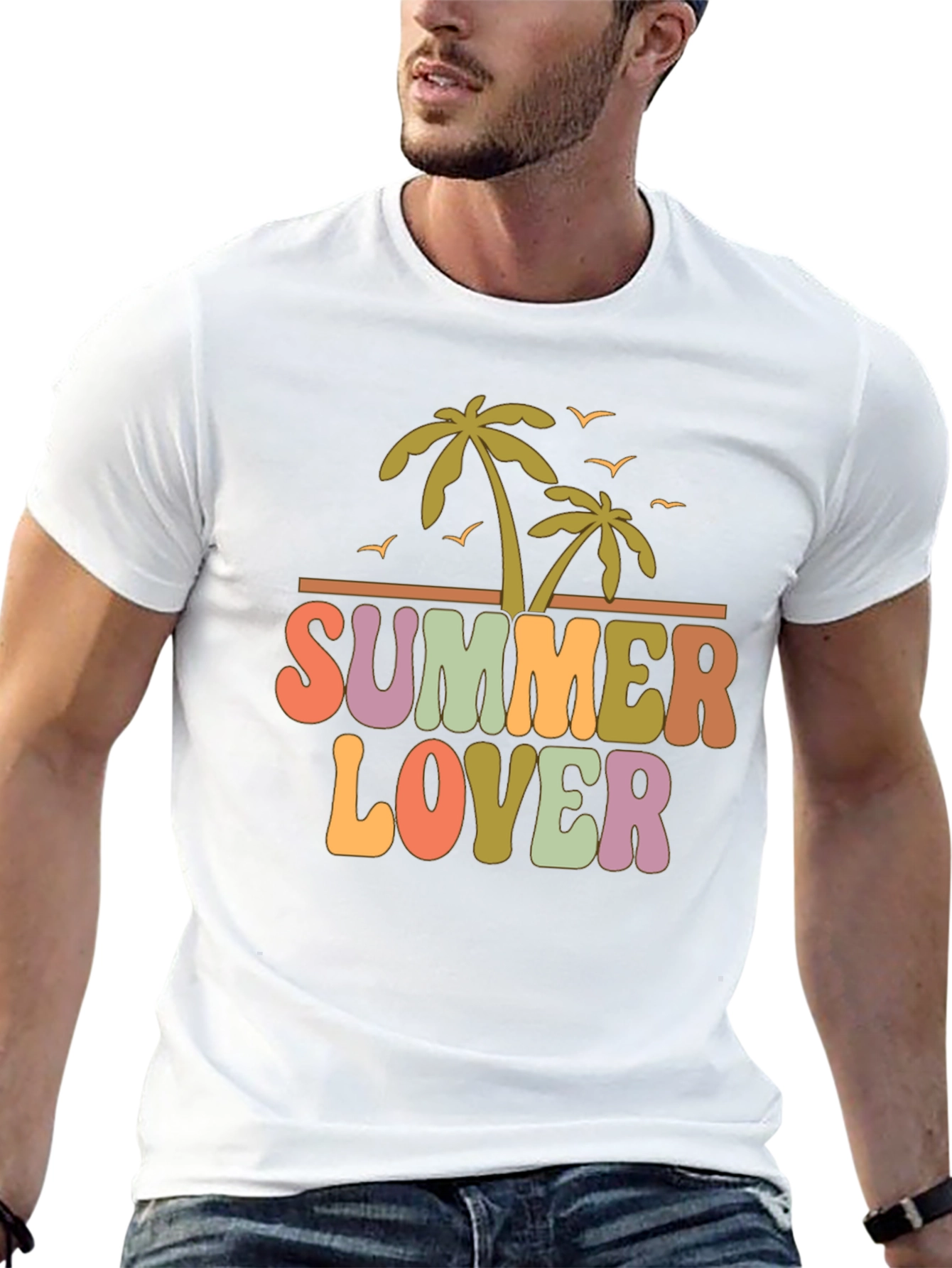 Summer Lover Graphic Tee - Retro Palm Tree Design