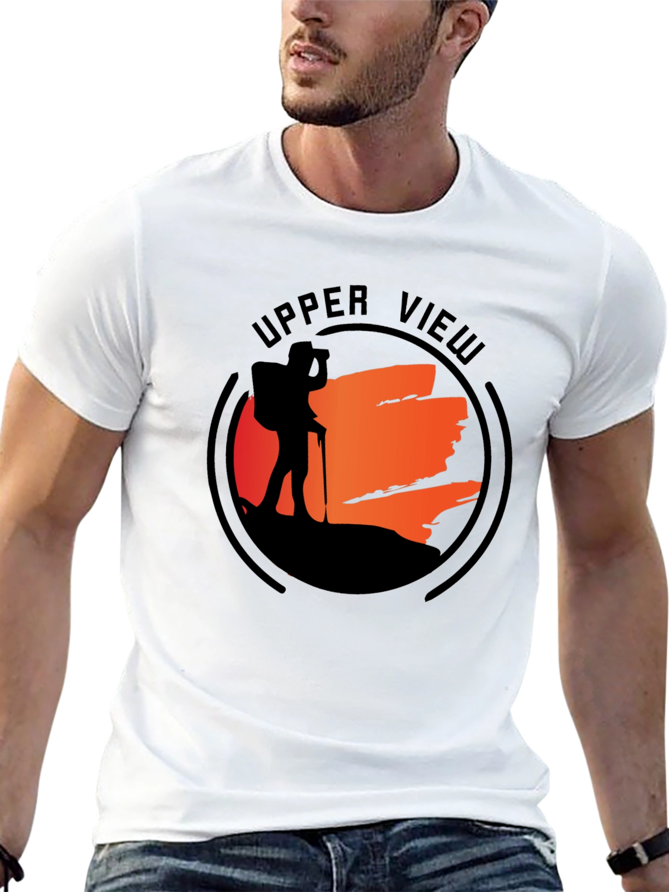 Upper View Hiker Graphic Black T-Shirt