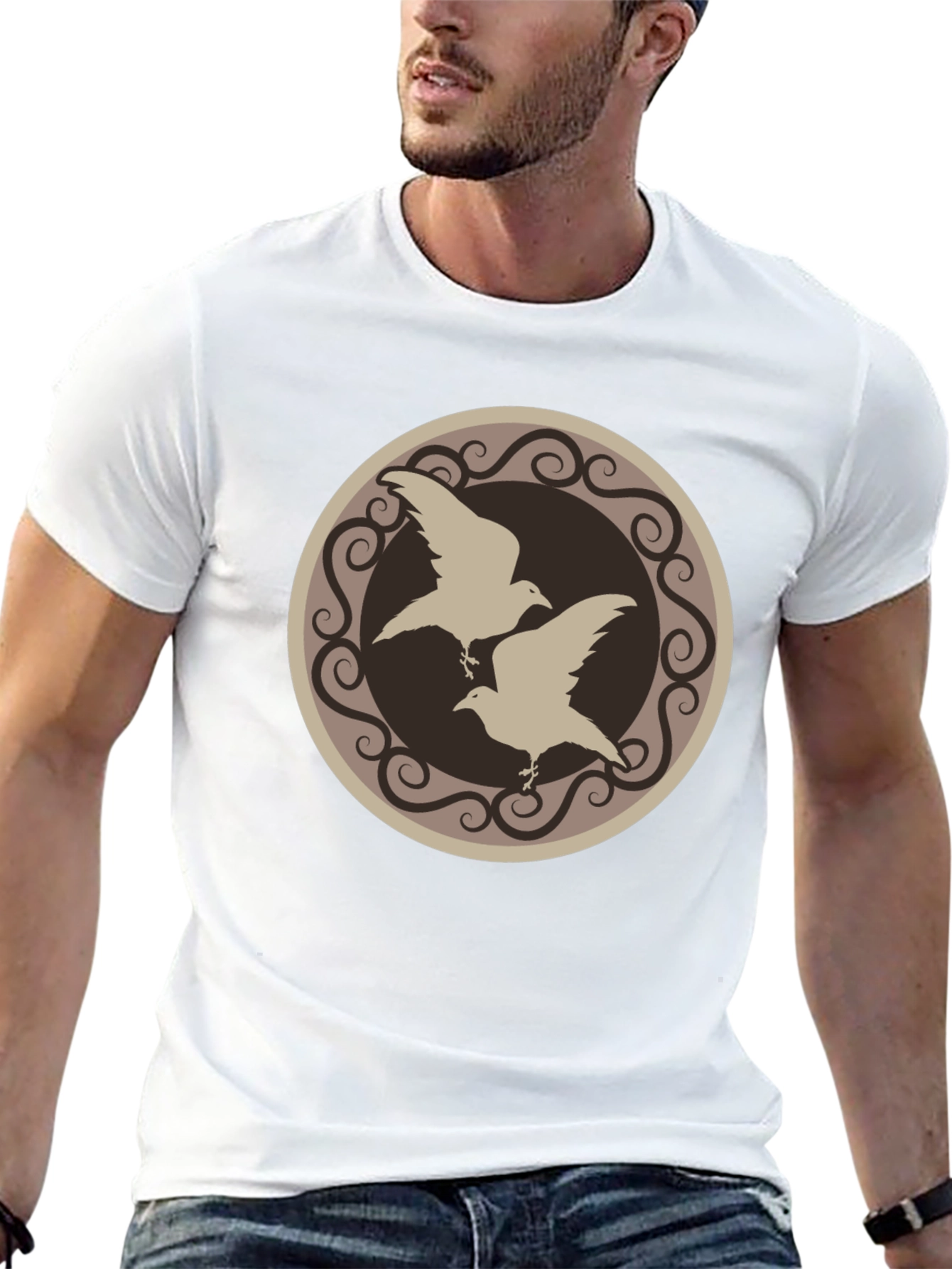 Raven Circle Graphic T-Shirt - Black