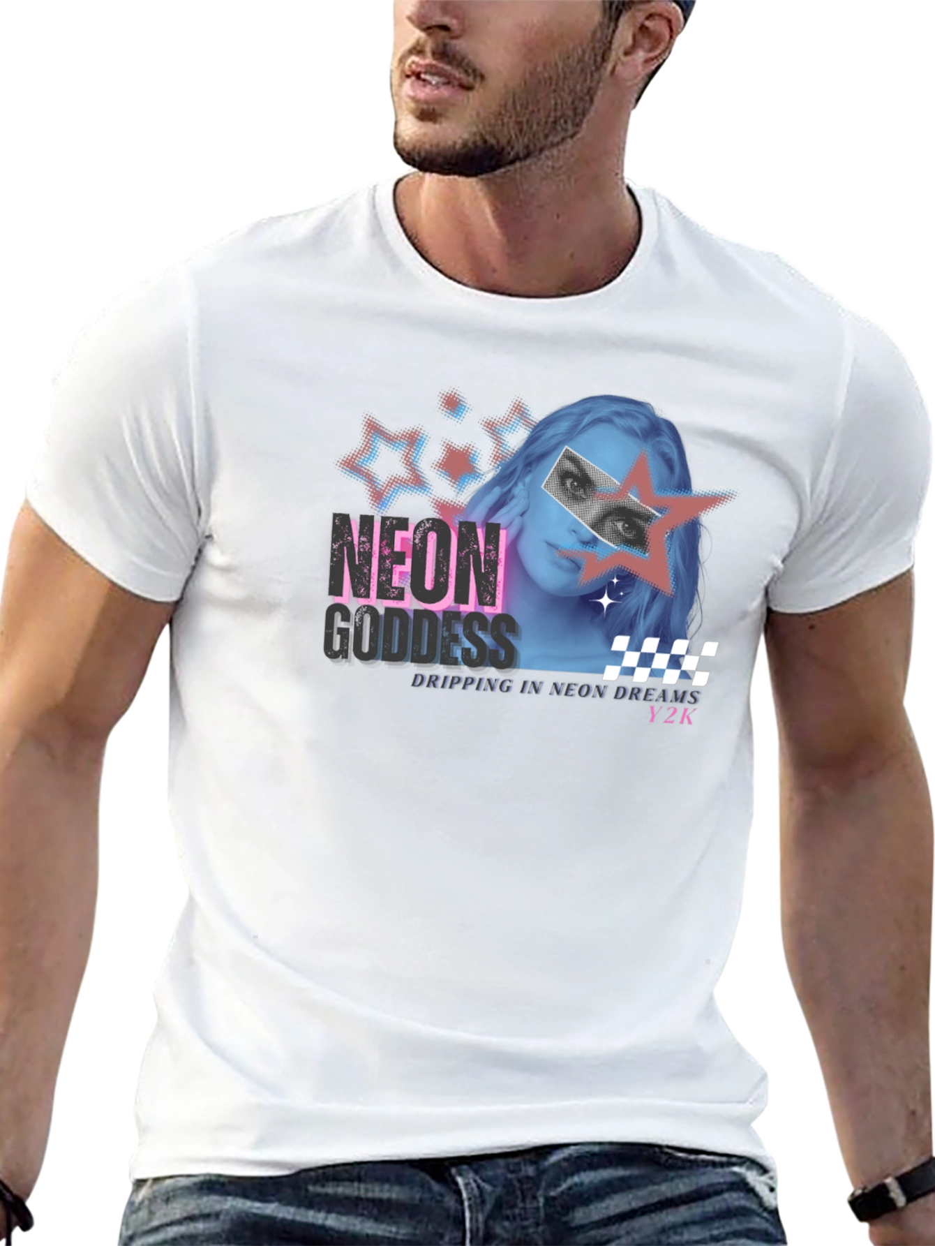 Neon Goddess Y2K Black T-Shirt