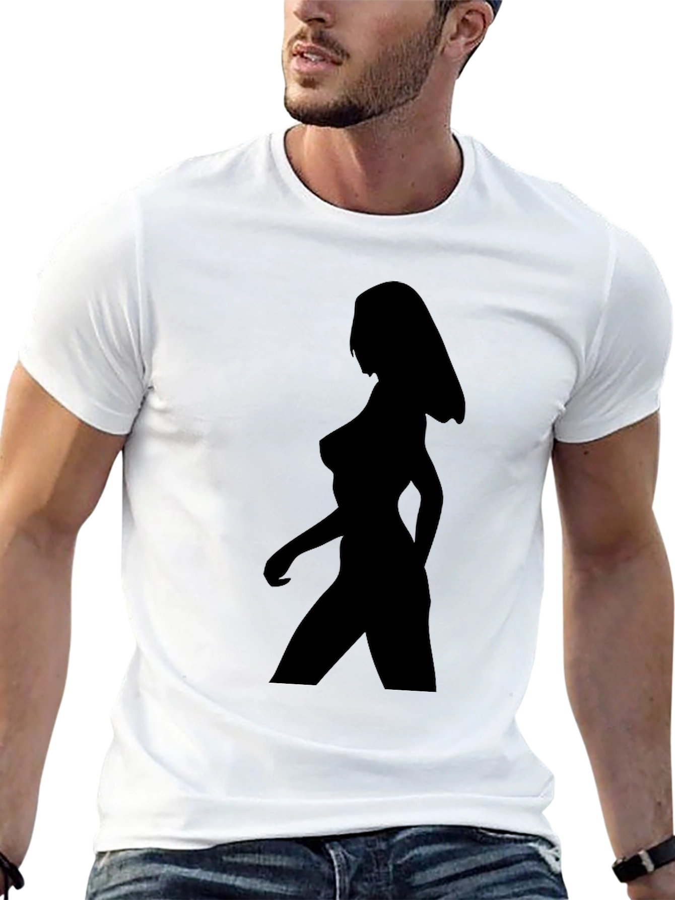Silhouette Woman Graphic T-Shirt - Black Unisex Tee