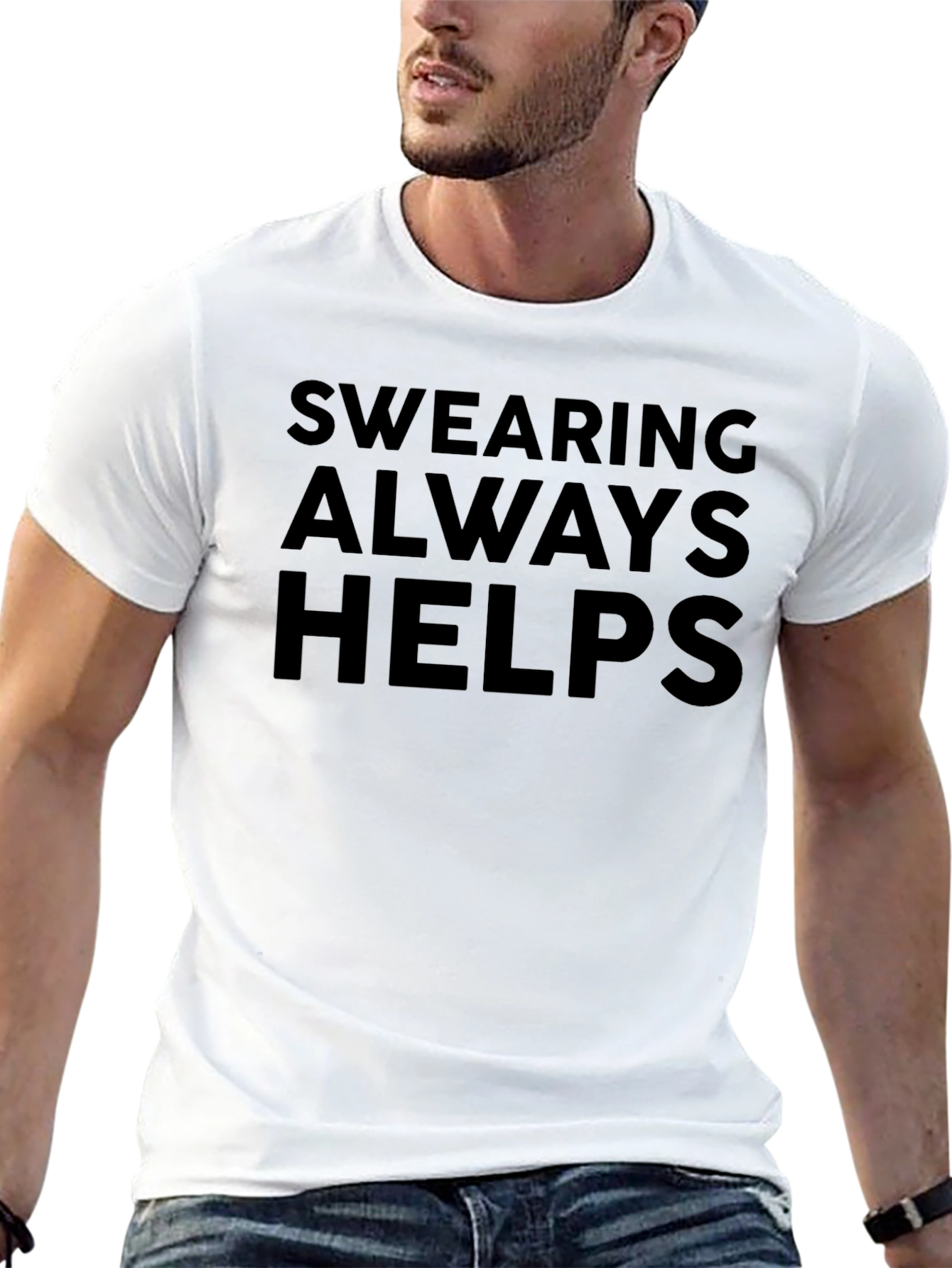 Swearing Always Helps Black Graphic Tee
