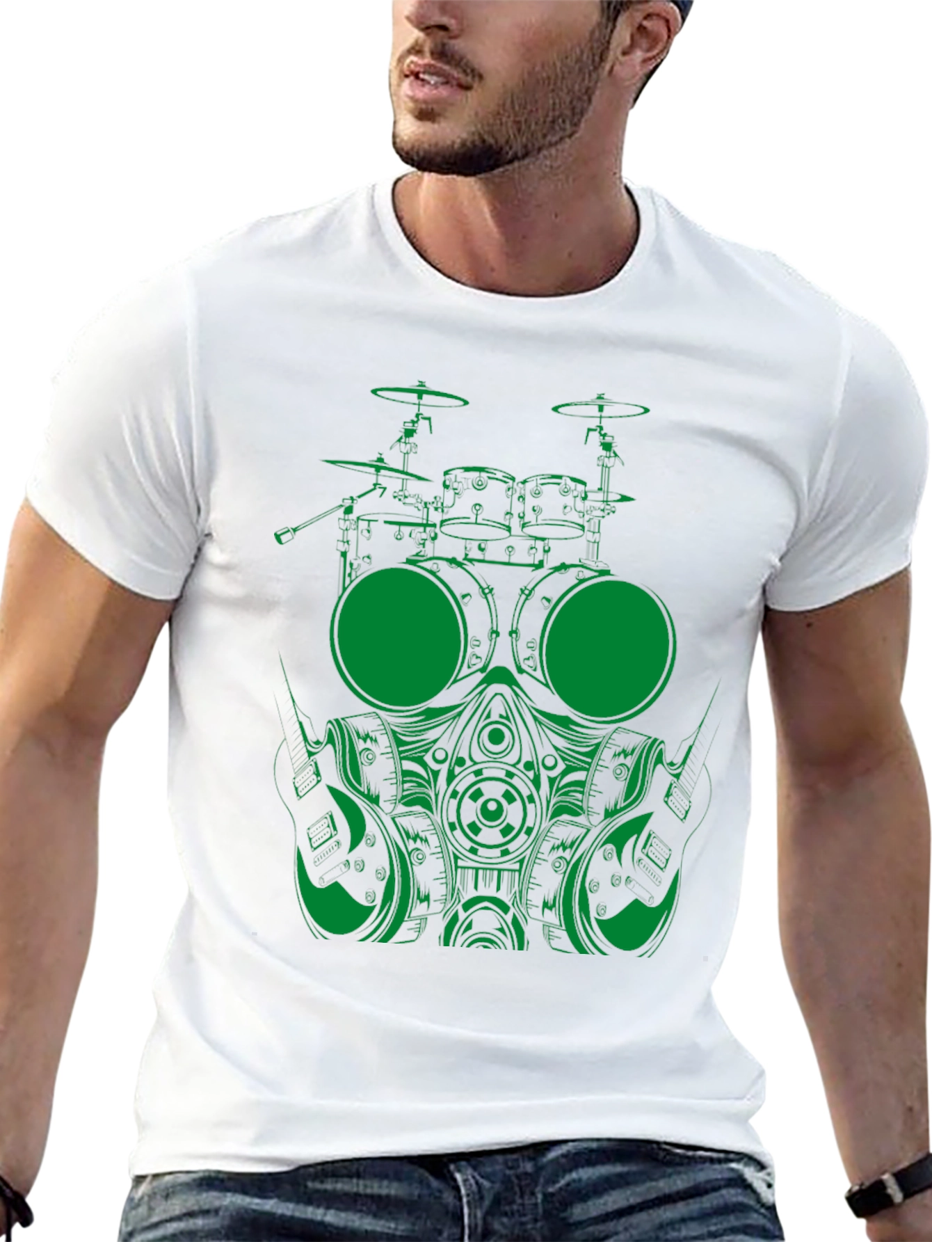 Drummer Gas Mask Graphic Tee - Black