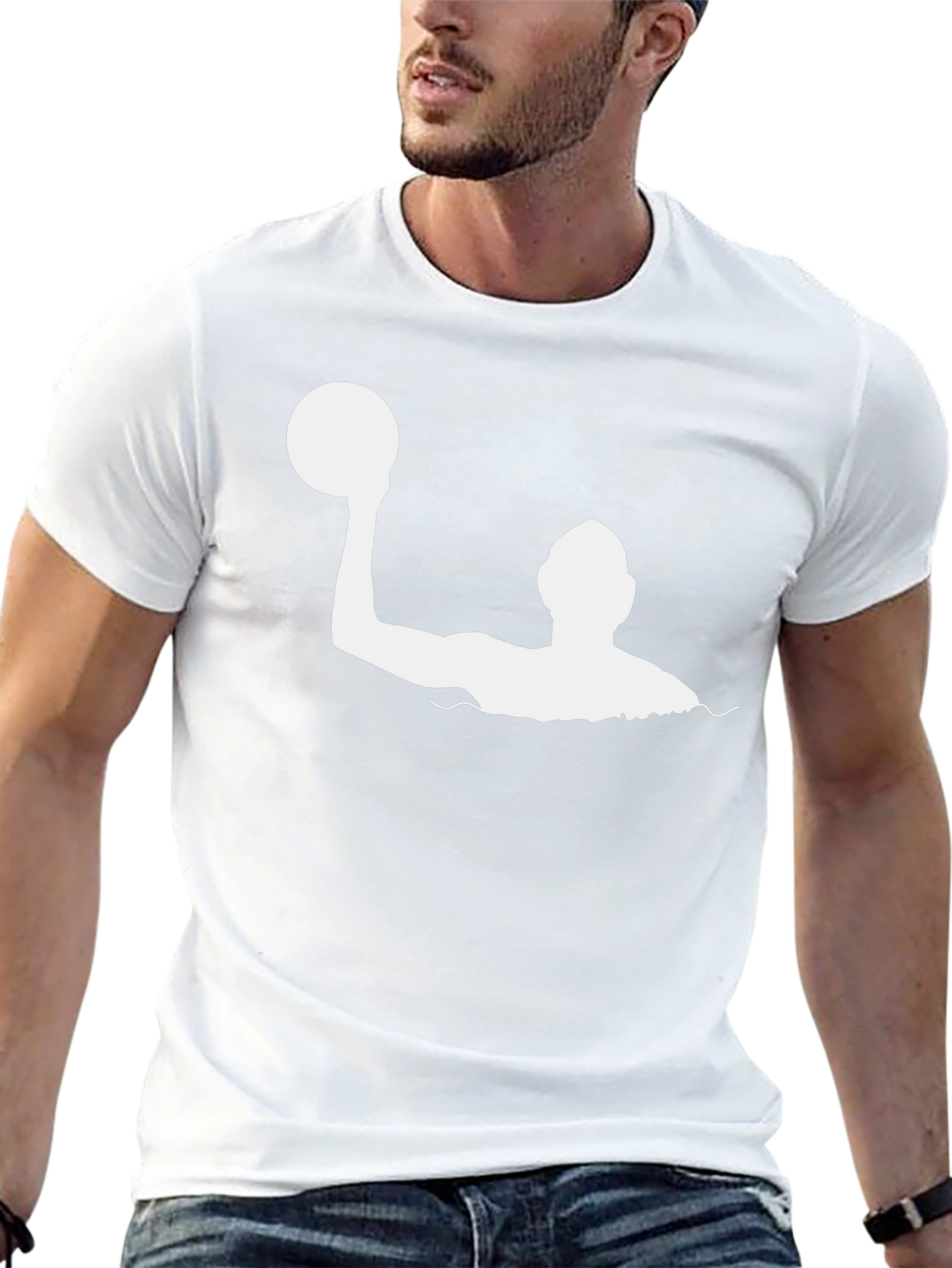 Water Polo Player Graphic Tee - Black Cotton T-Shirt