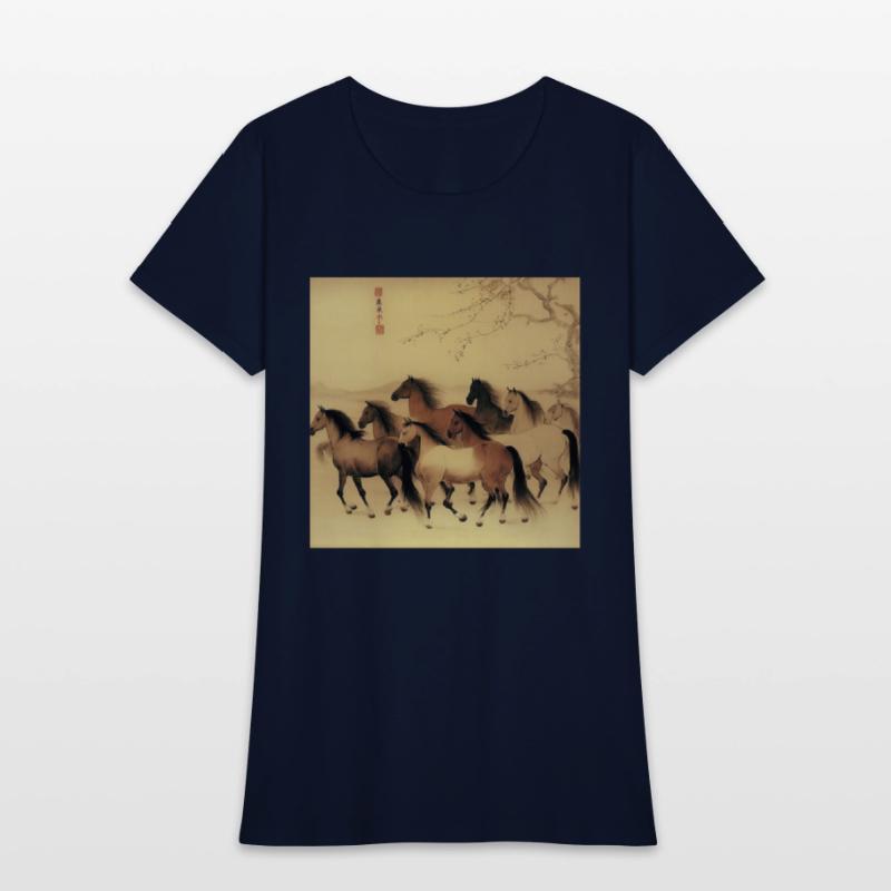 large Chinese painting horses in motion