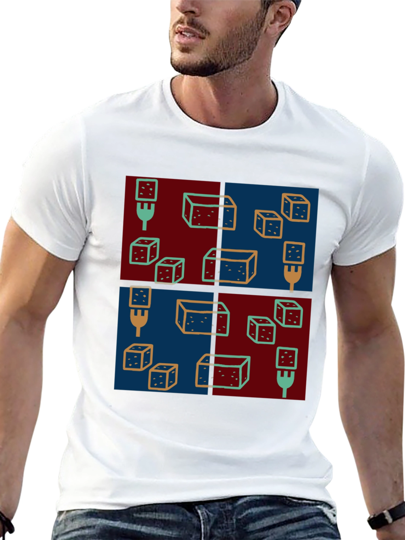 Abstract Dice Pattern Black T-Shirt