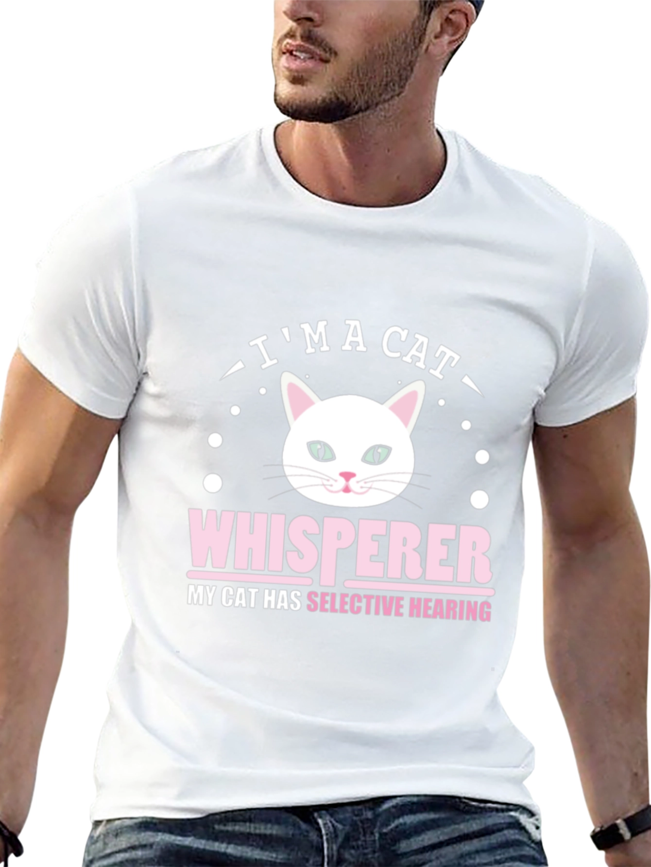 Cat Whisperer Graphic Tee - Black Cotton T-Shirt