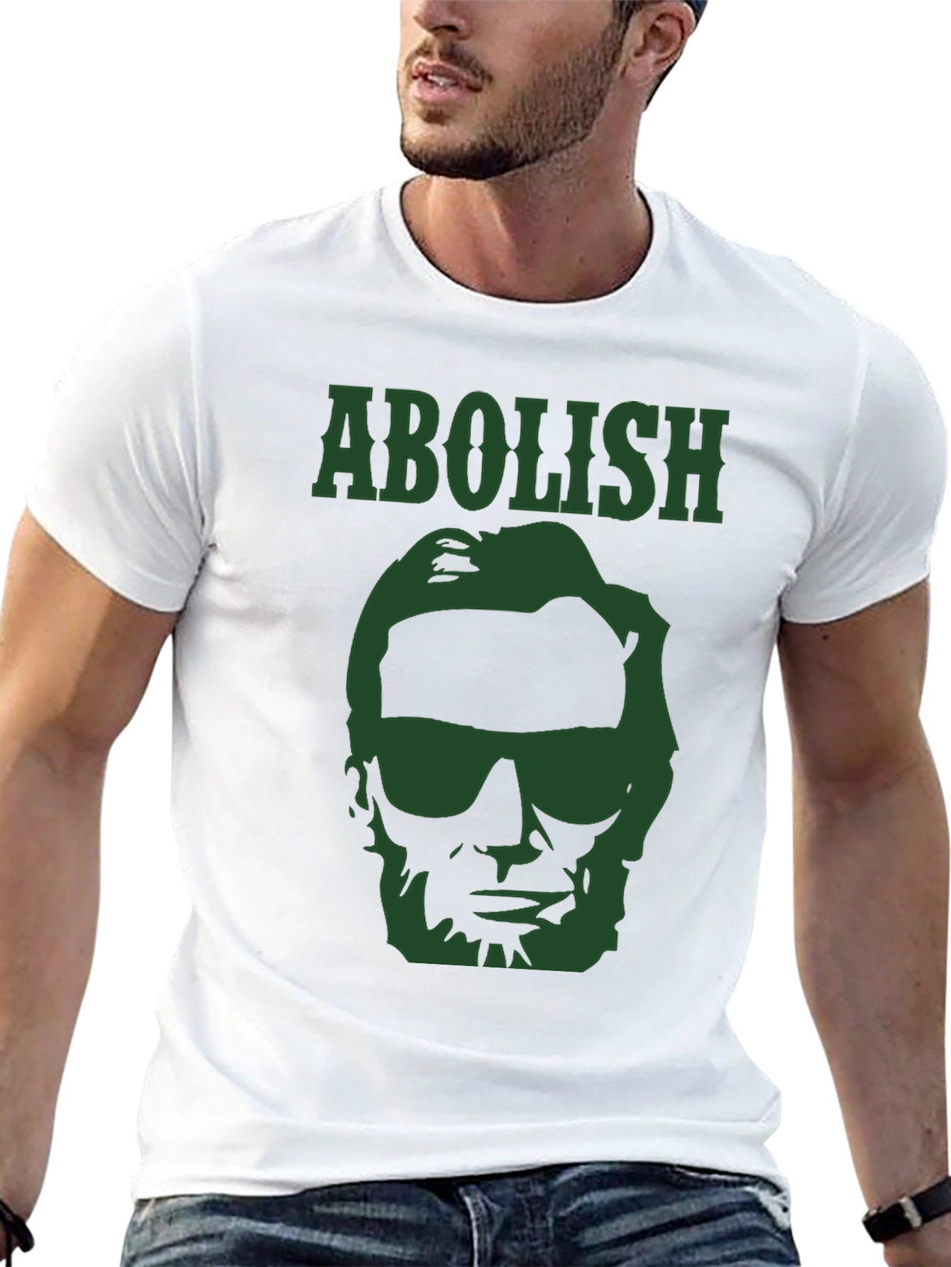 Abolish Lincoln T-Shirt - Green Graphic Print Tee