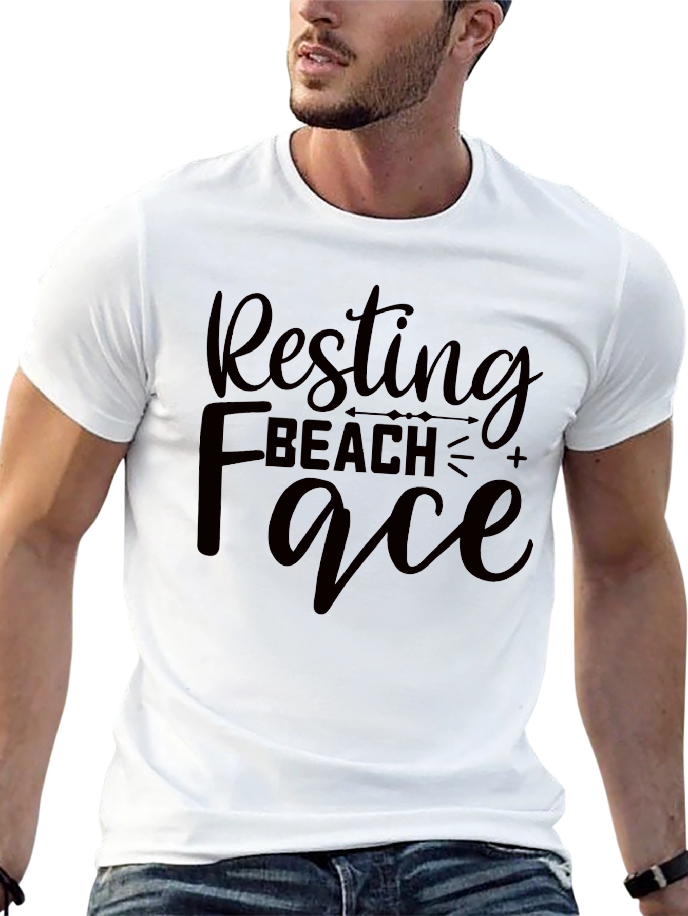 Resting Beach Face Black T-Shirt