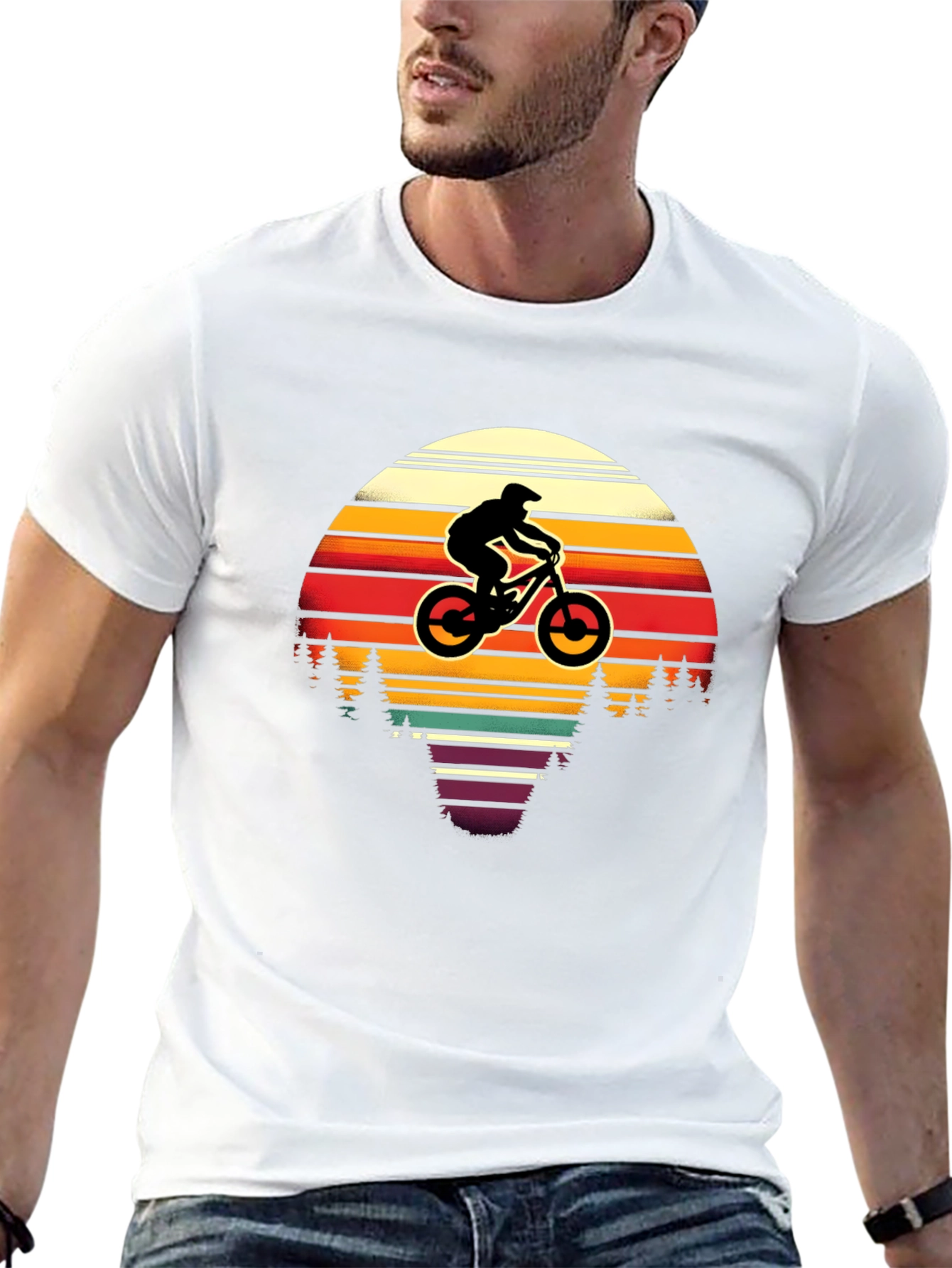 Mountain Biker Retro Sunset T-Shirt