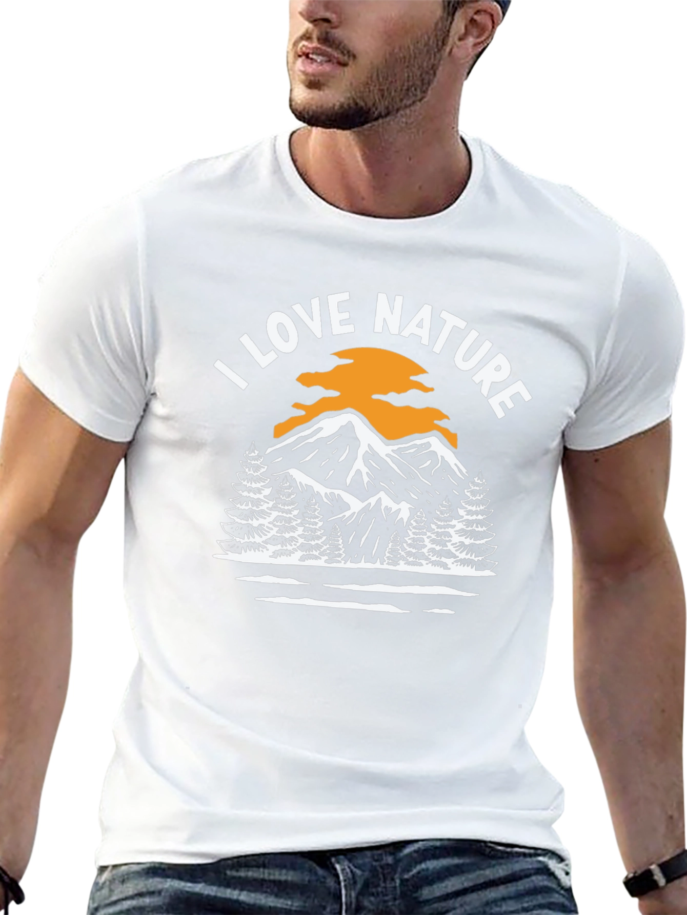 I Love Nature Graphic Tee - Mountain Scene T-Shirt