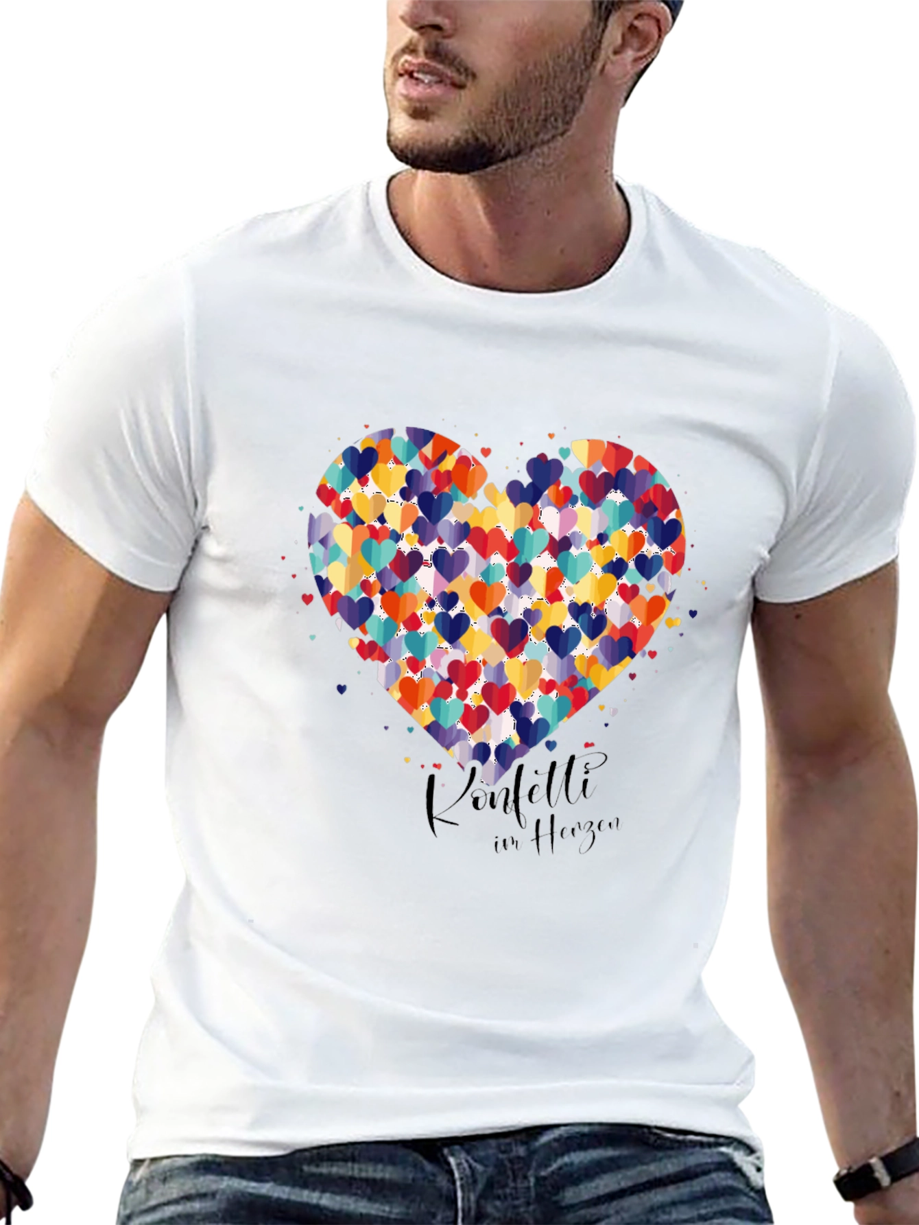 Heart Confetti Black T-Shirt