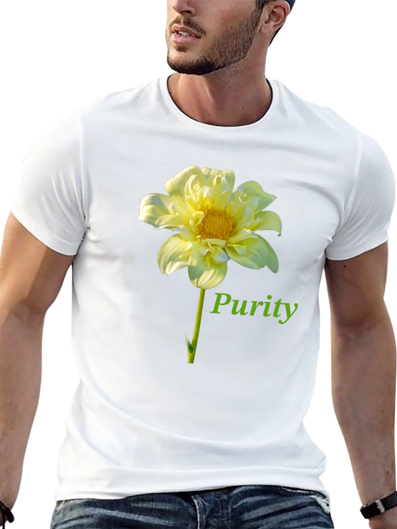 Purity Flower Graphic Black T-Shirt